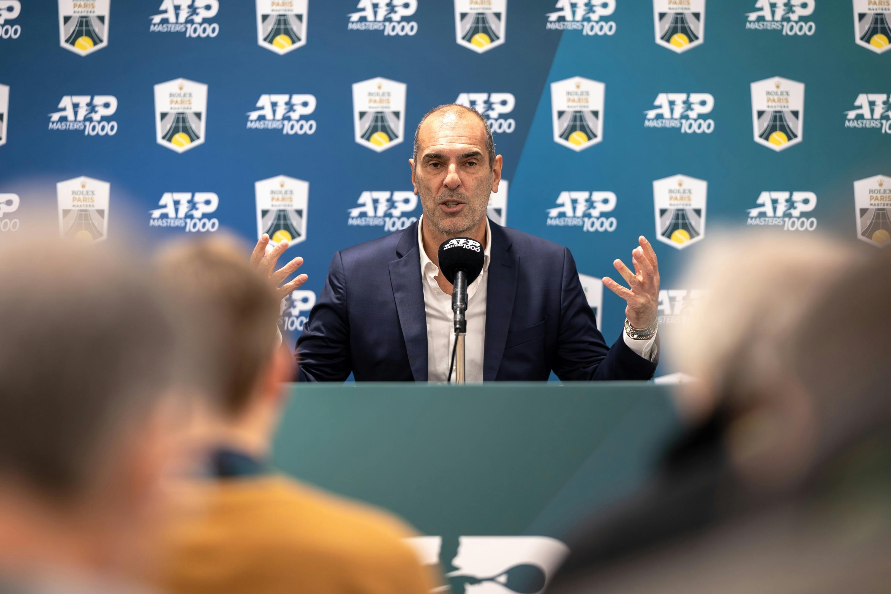 Cédric Pioline / Conférence de presse bilan Rolex Paris Masters