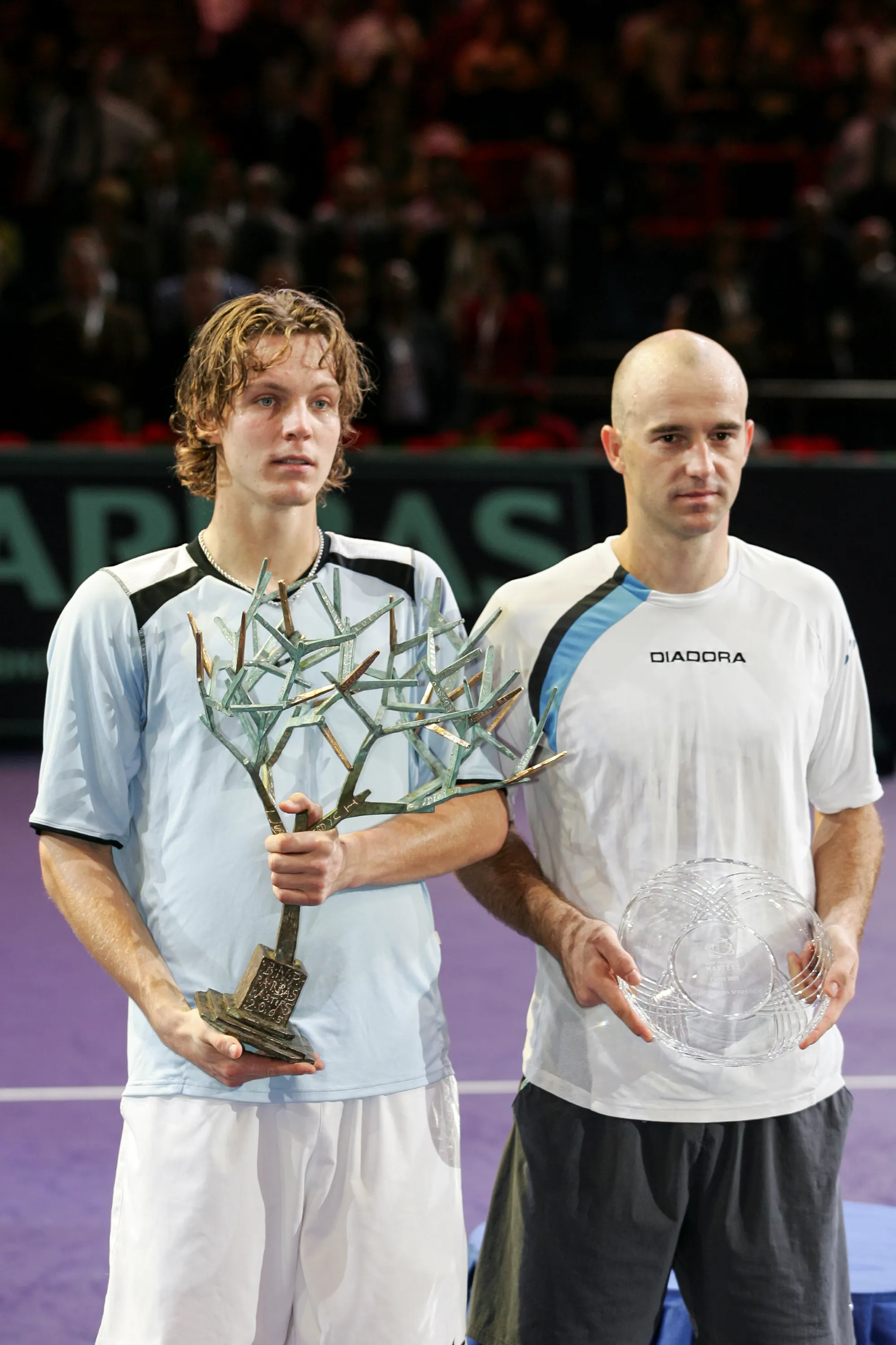 Thomas Berdych & Ivan Ljubicic / Photocall trophées - Rolex Paris Masters 2005