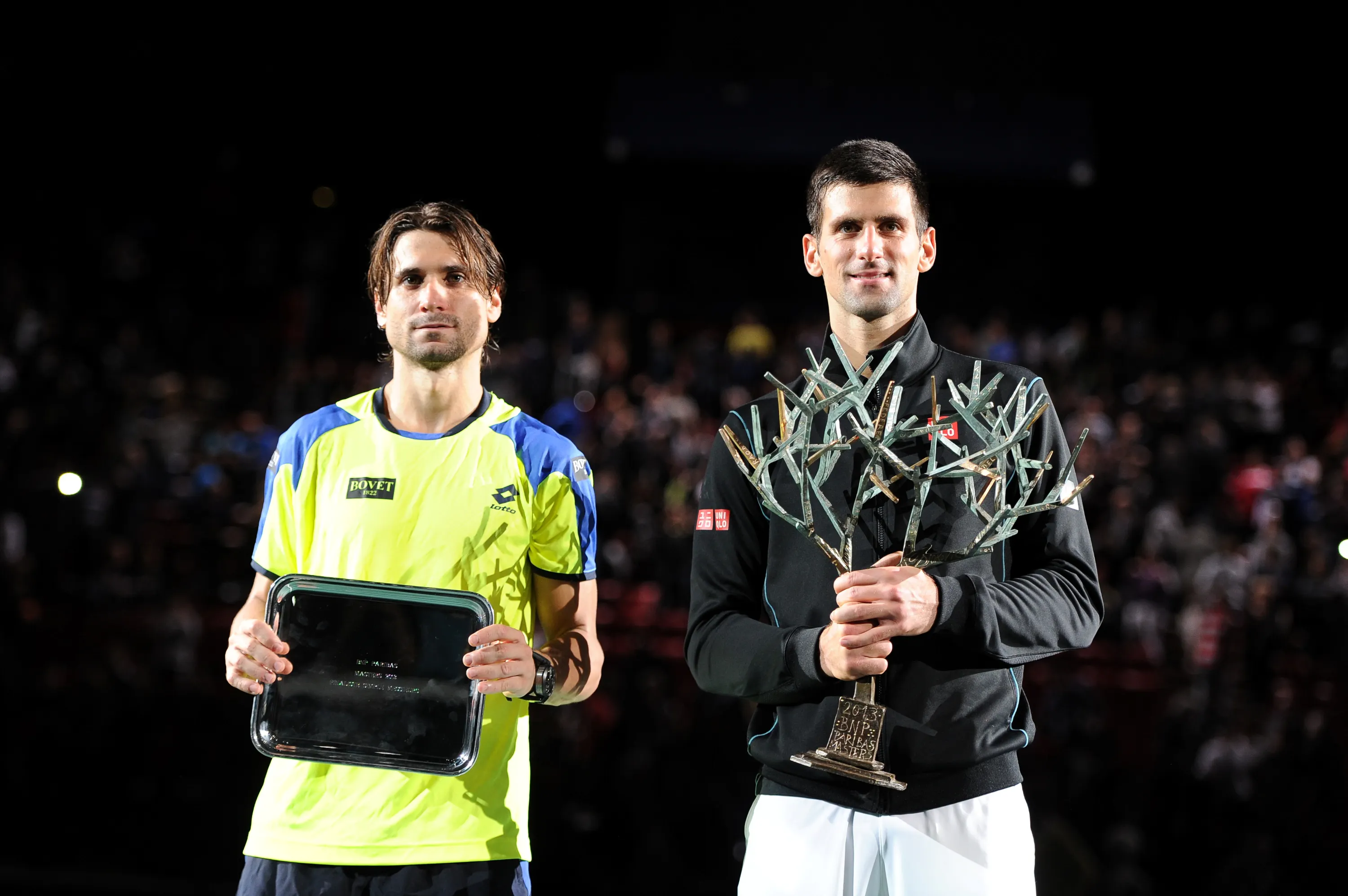 David Ferrer & Novak Djokovic / Photocall trophées - Rolex Paris Masters 2013