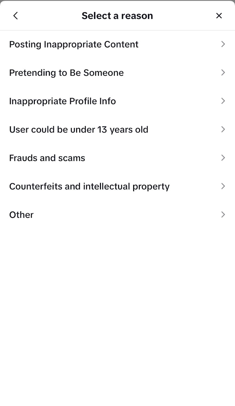 TikTok report user 3