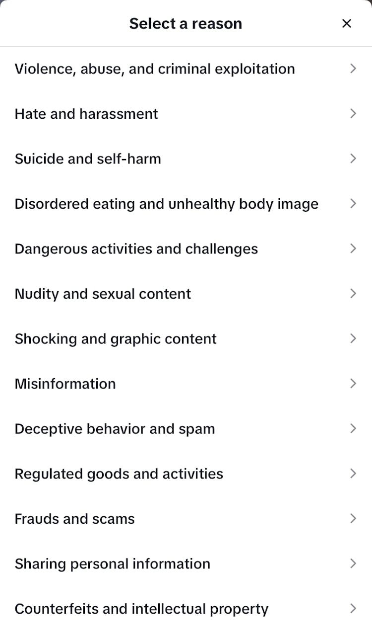 TikTok report video 2