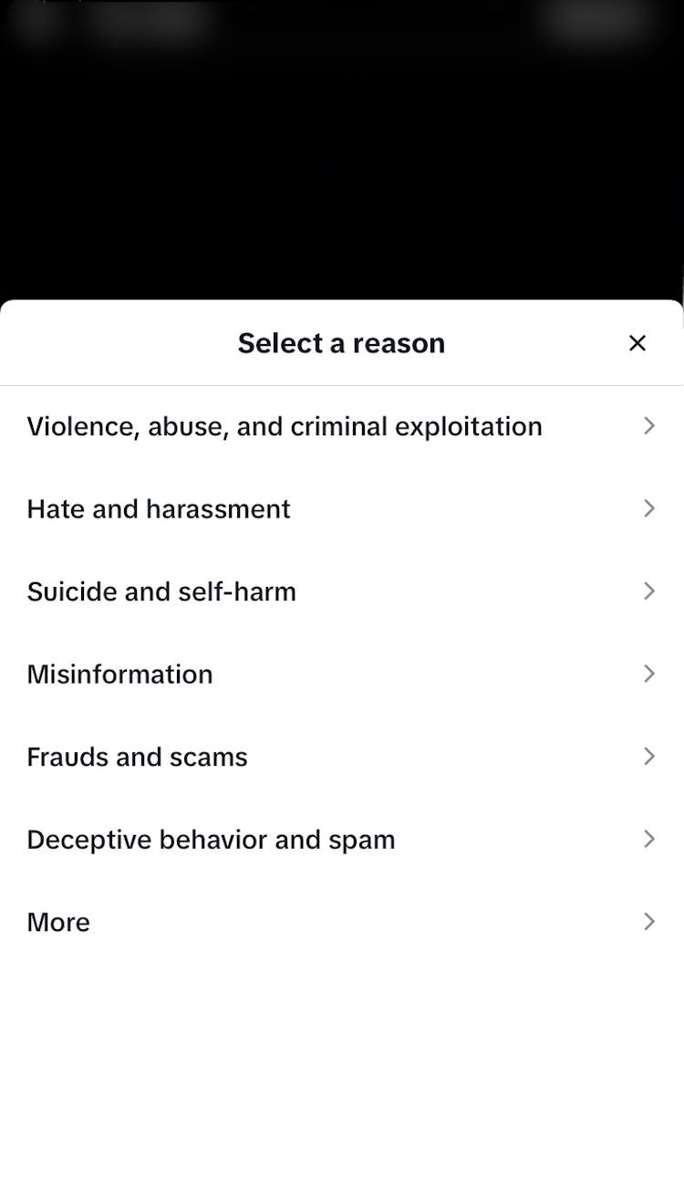 TikTok report comment 2