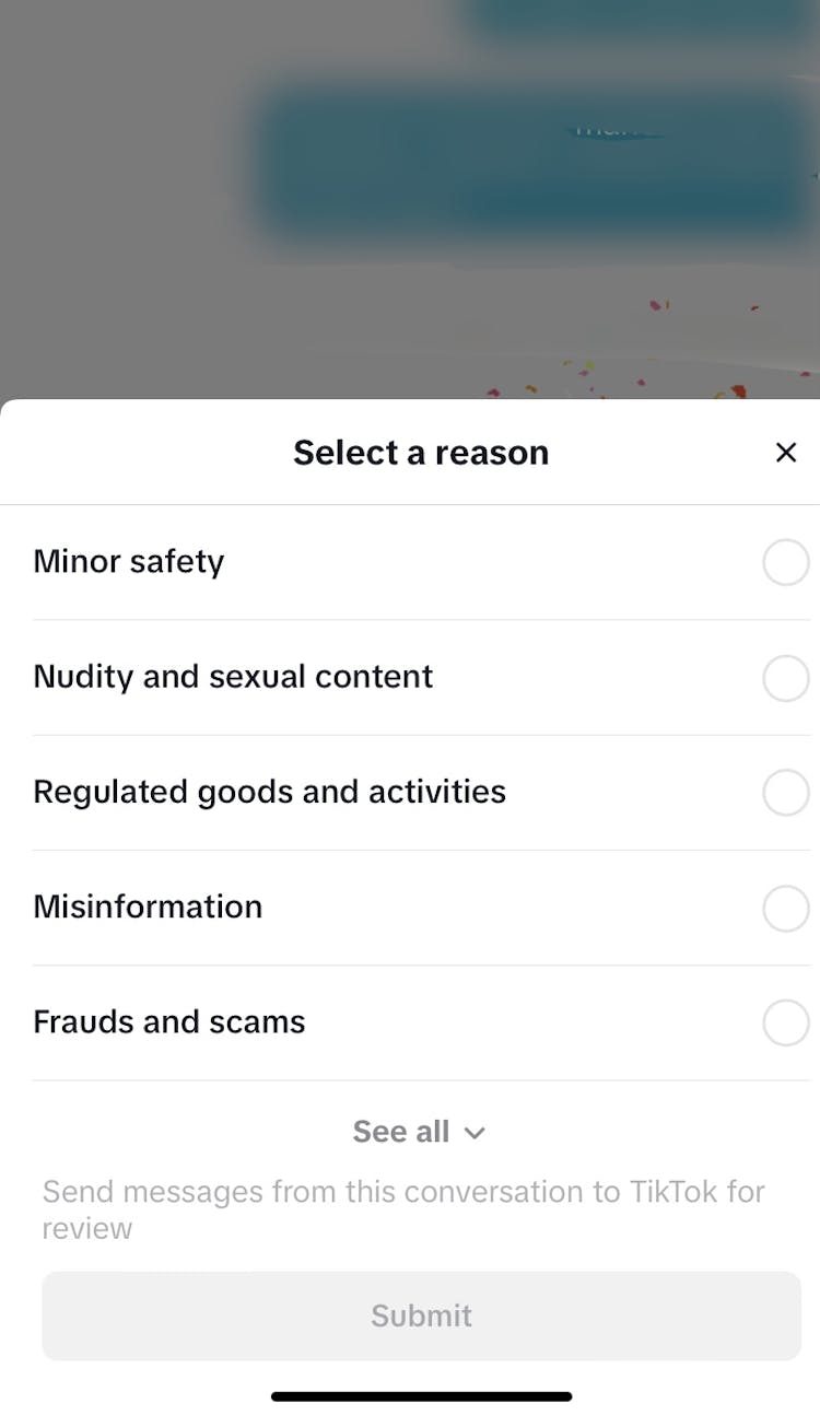 TikTok report dm 3