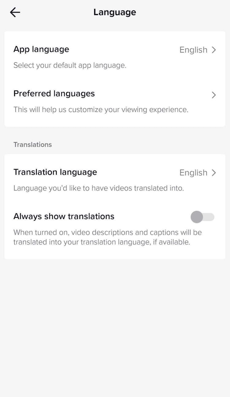 TikTok Ändra språk 2