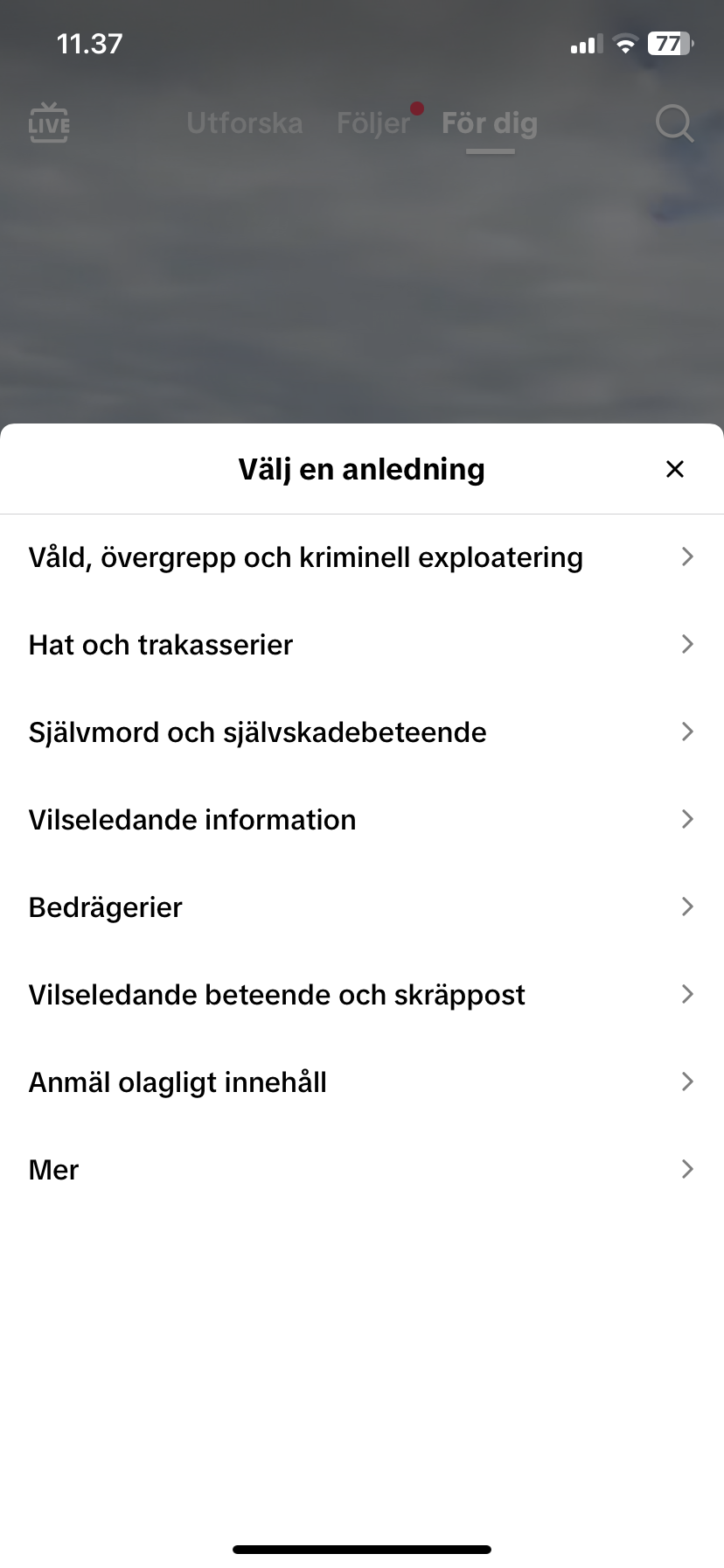 TikTok Anmälning av en kommentar 2