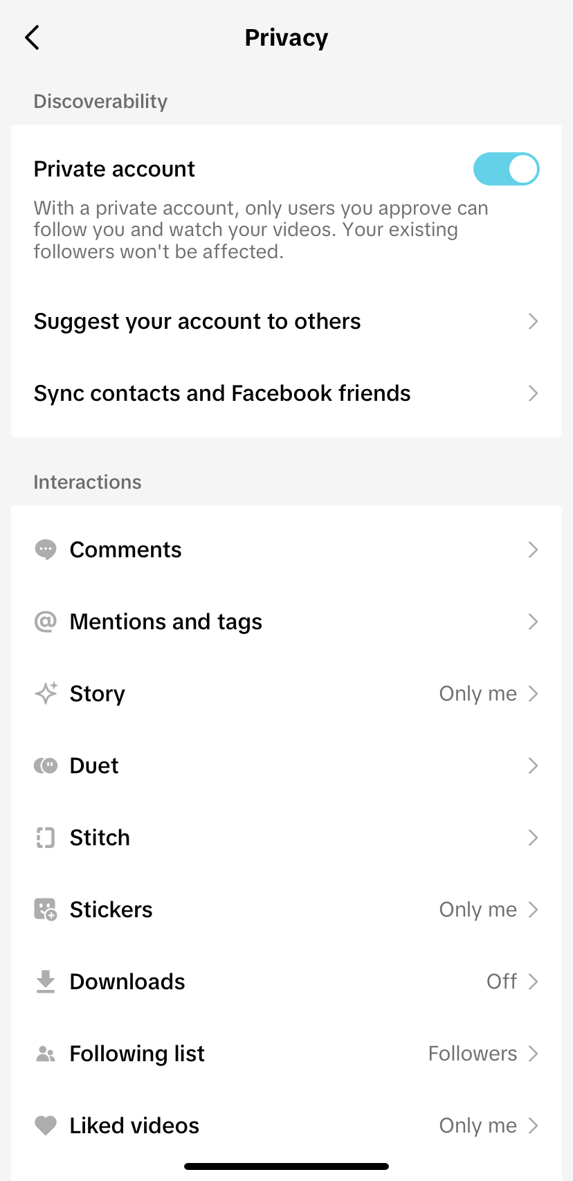 TikTok private account 2