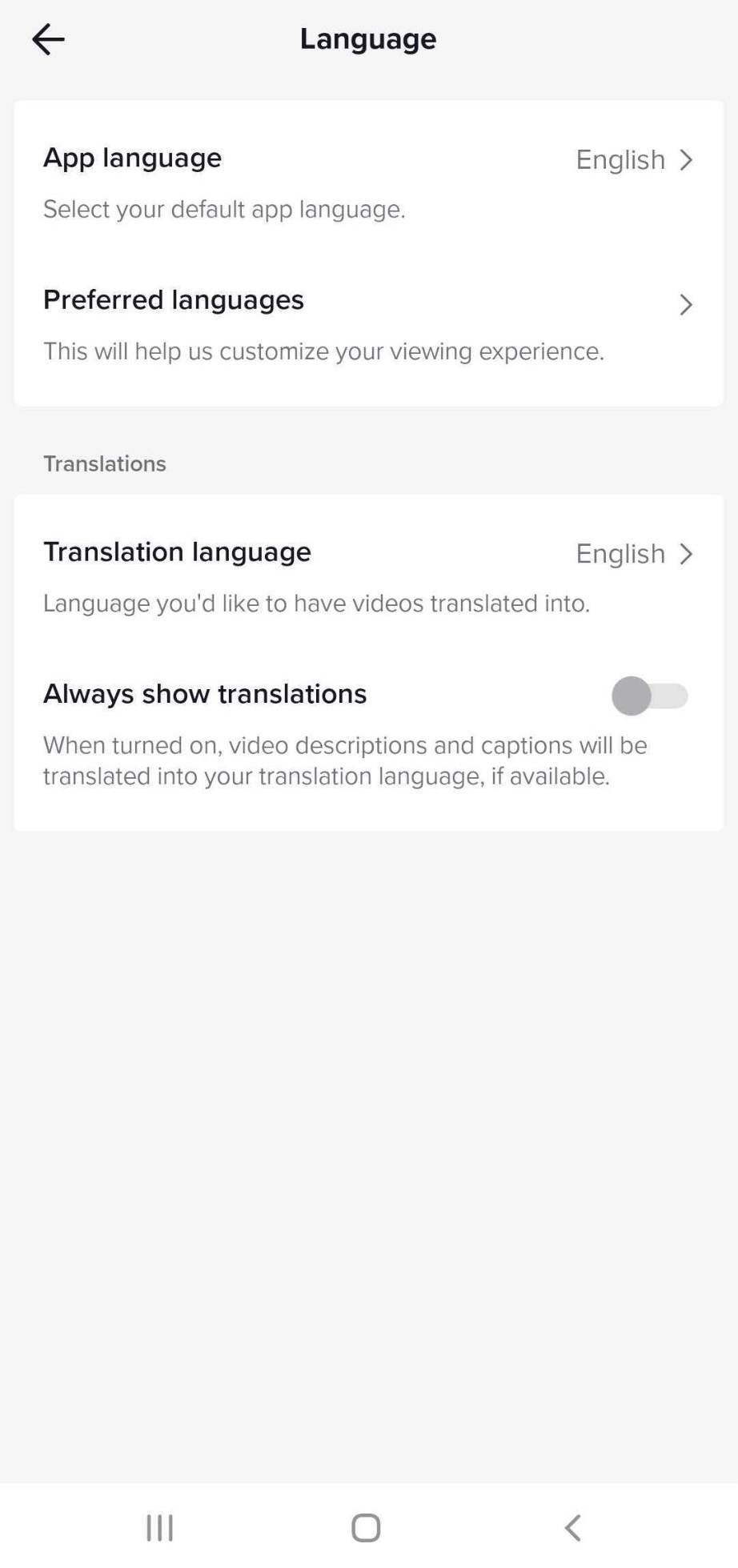 TikTok kielenvaihto 2