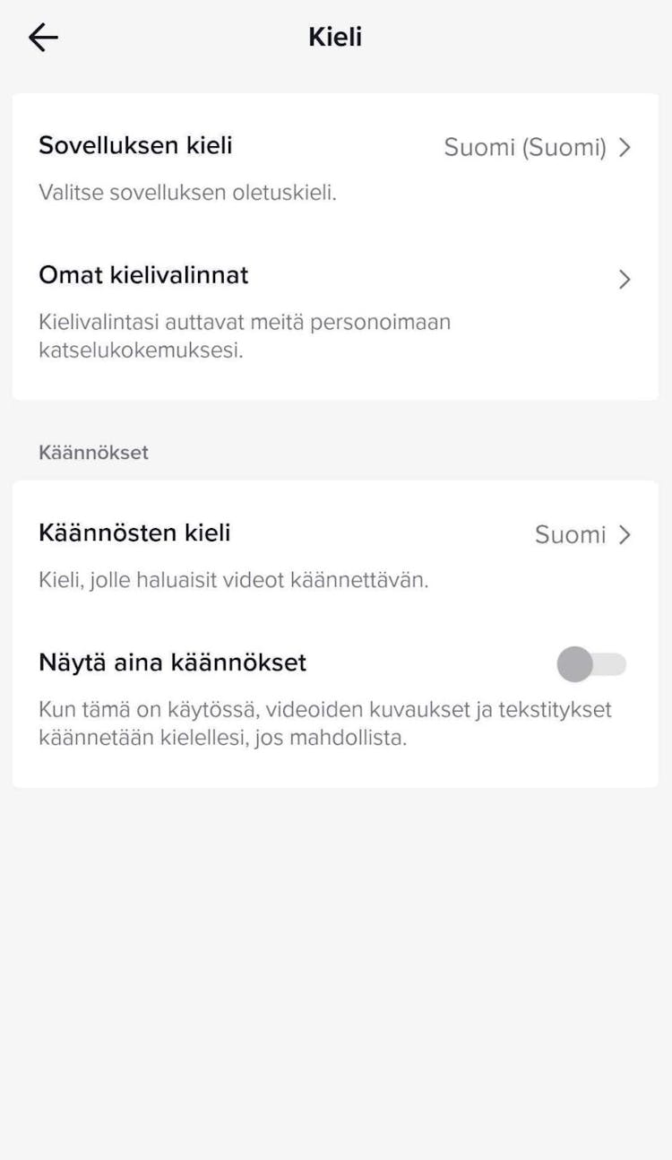 TikTok kielenvaihto 3