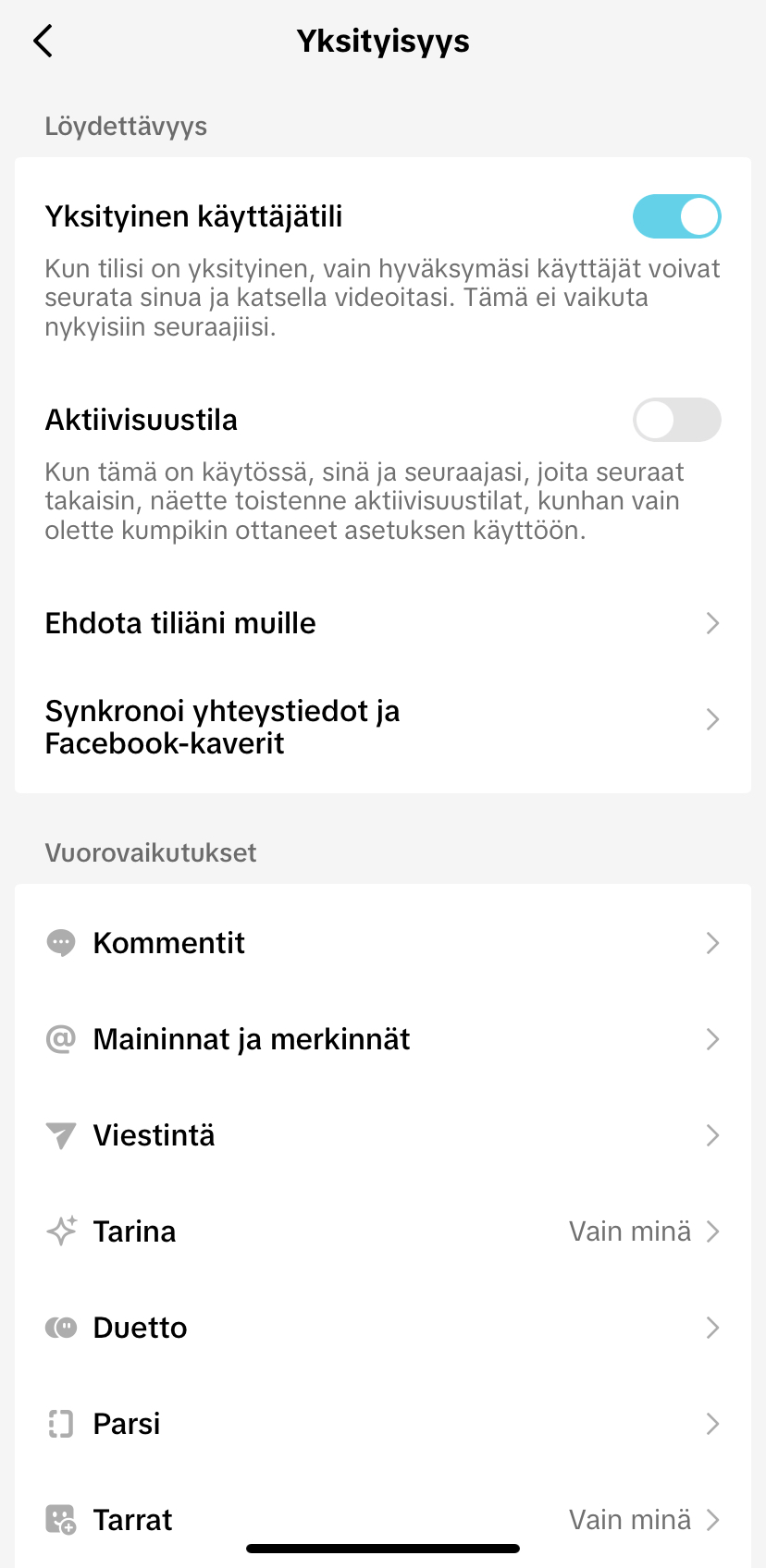 TikTok yksityinen tili 2