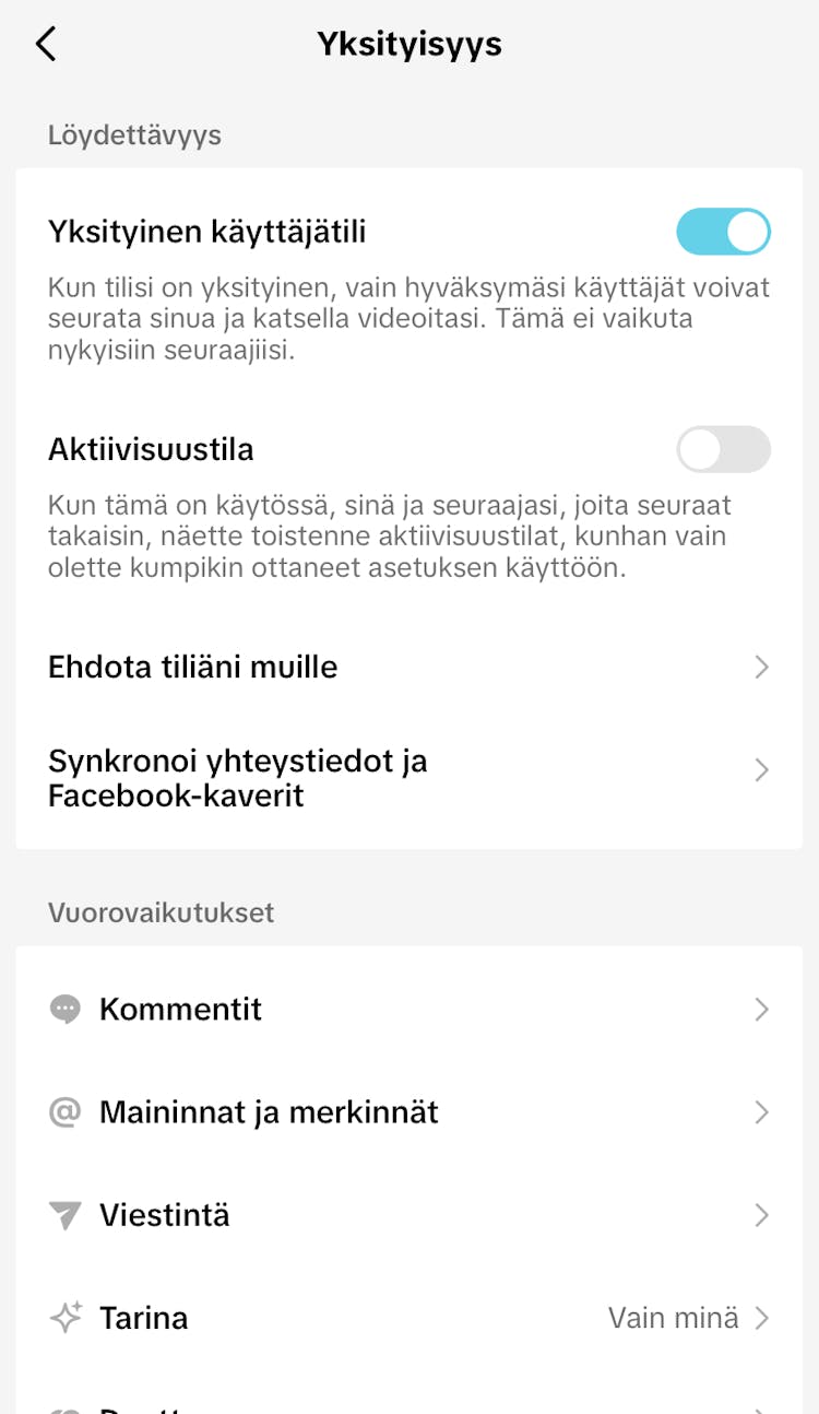 TikTok yksityinen tili 2