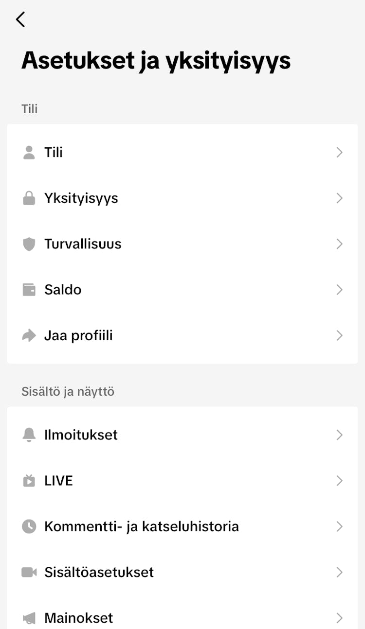 TikTok yksityinen tili 1