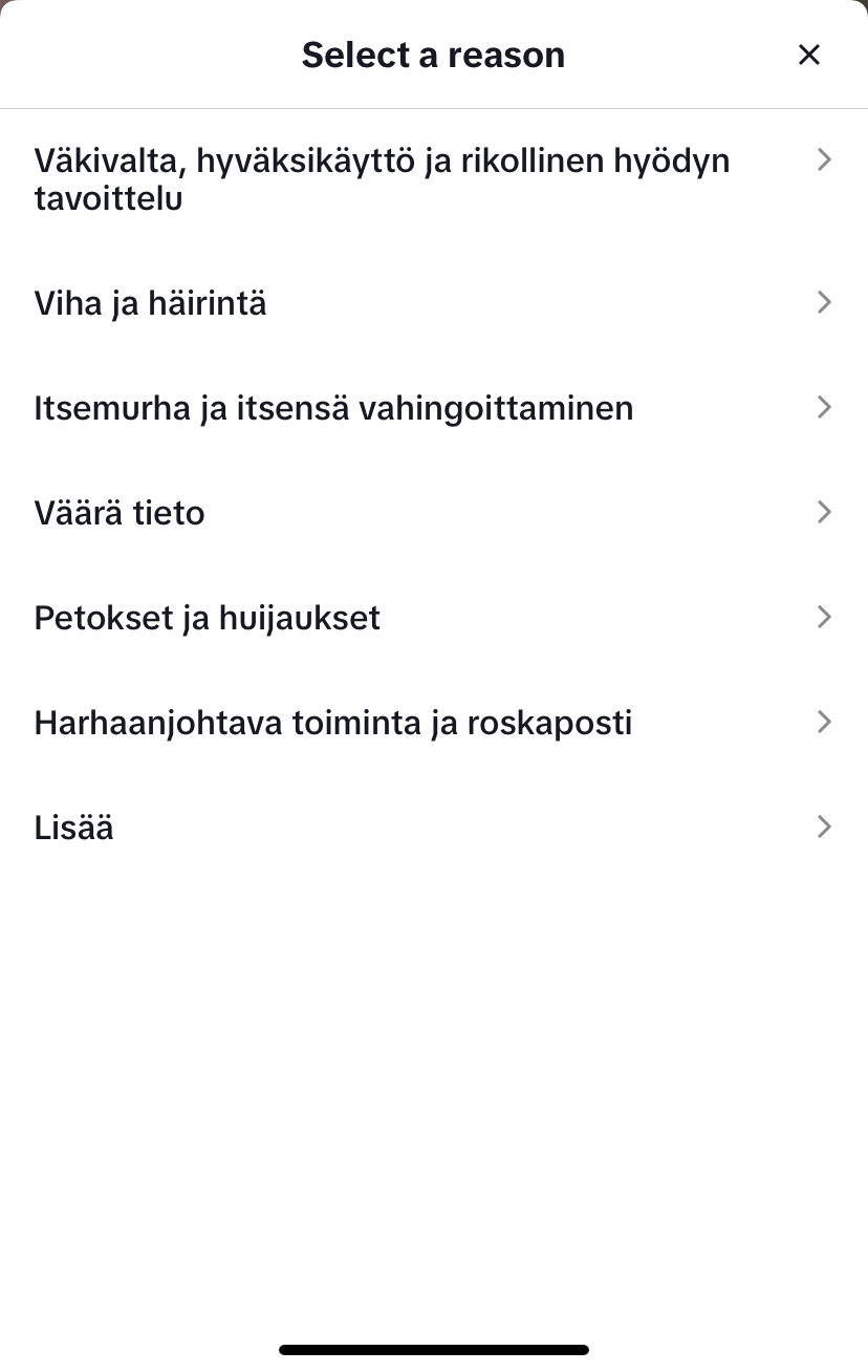 TikTok kommentin ilmiantaminen 2