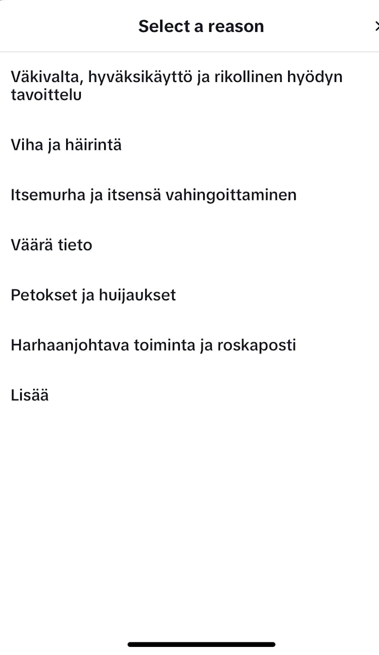TikTok kommentin ilmiantaminen 2