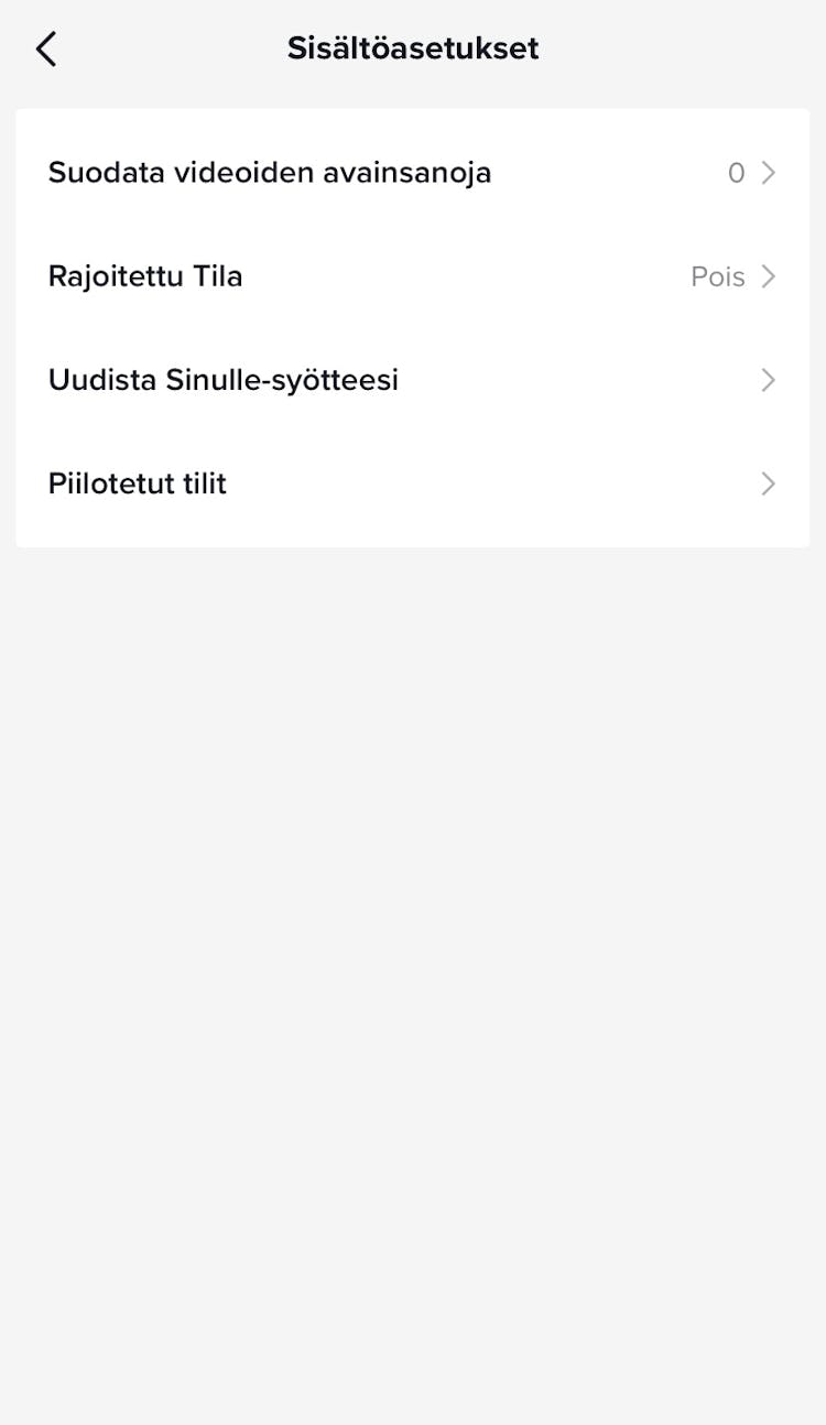 TikTok rajoitettu tila 1