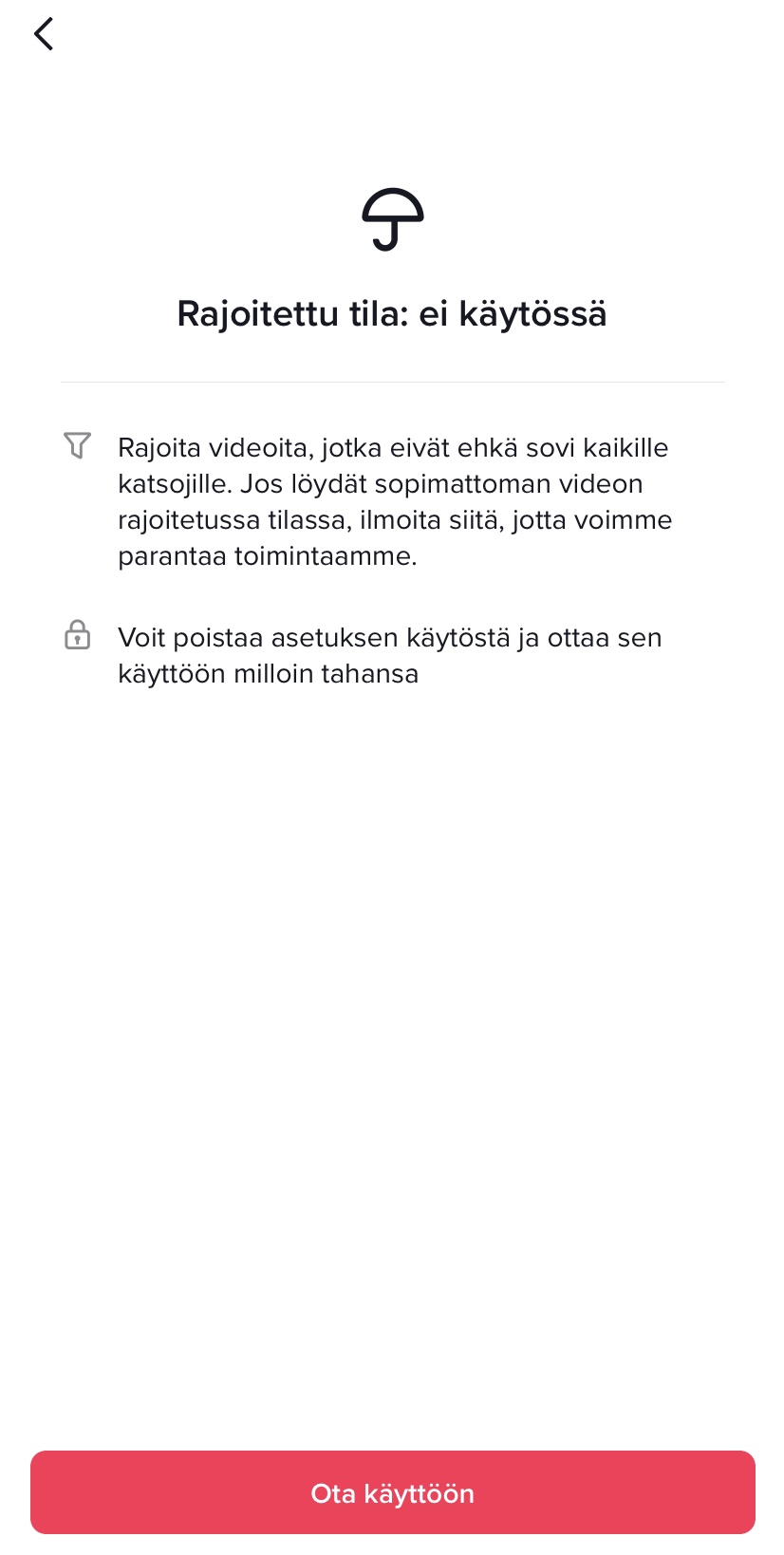 TikTok rajoitettu tila 2