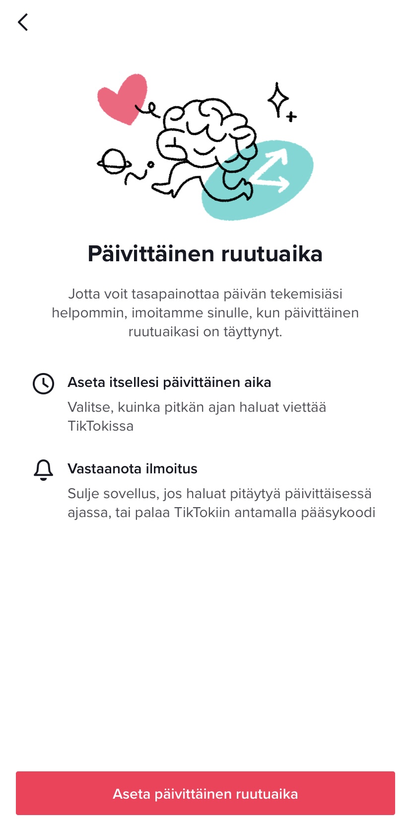 TikTok paivittainen ruutuaika 1
