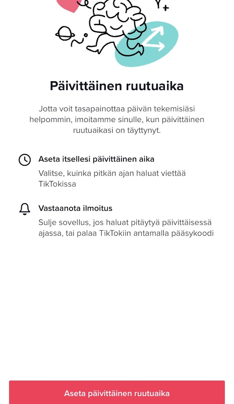TikTok paivittainen ruutuaika 1