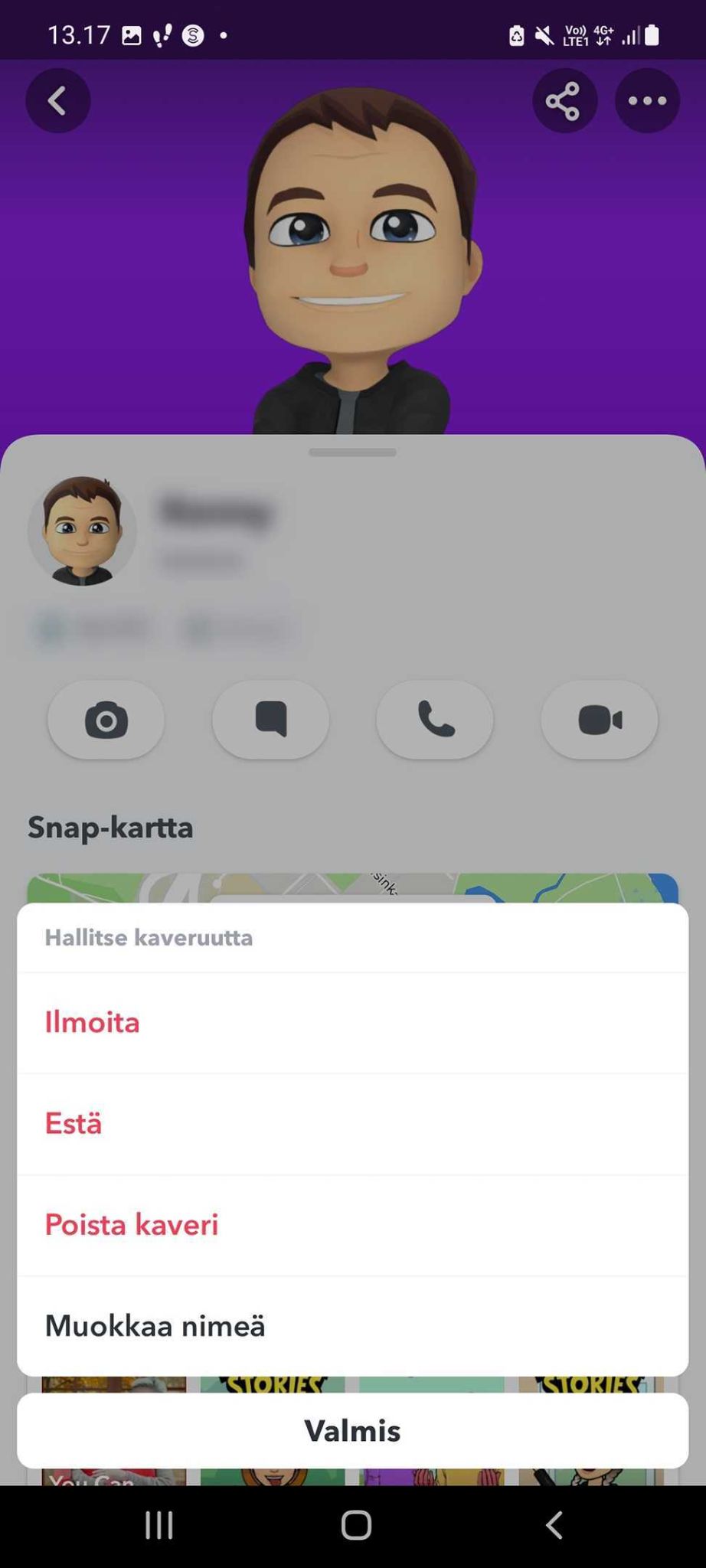Snapchat poista kaveri 1