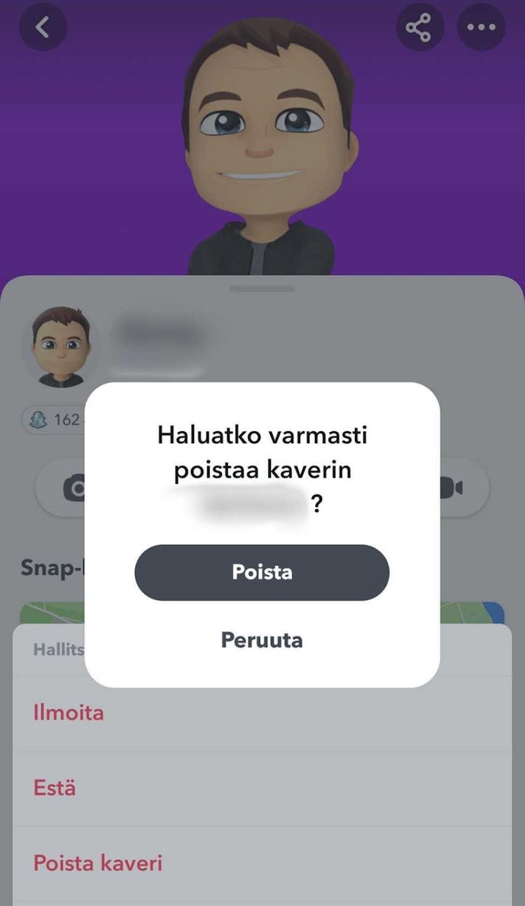 Snapchat poista kaveri 2