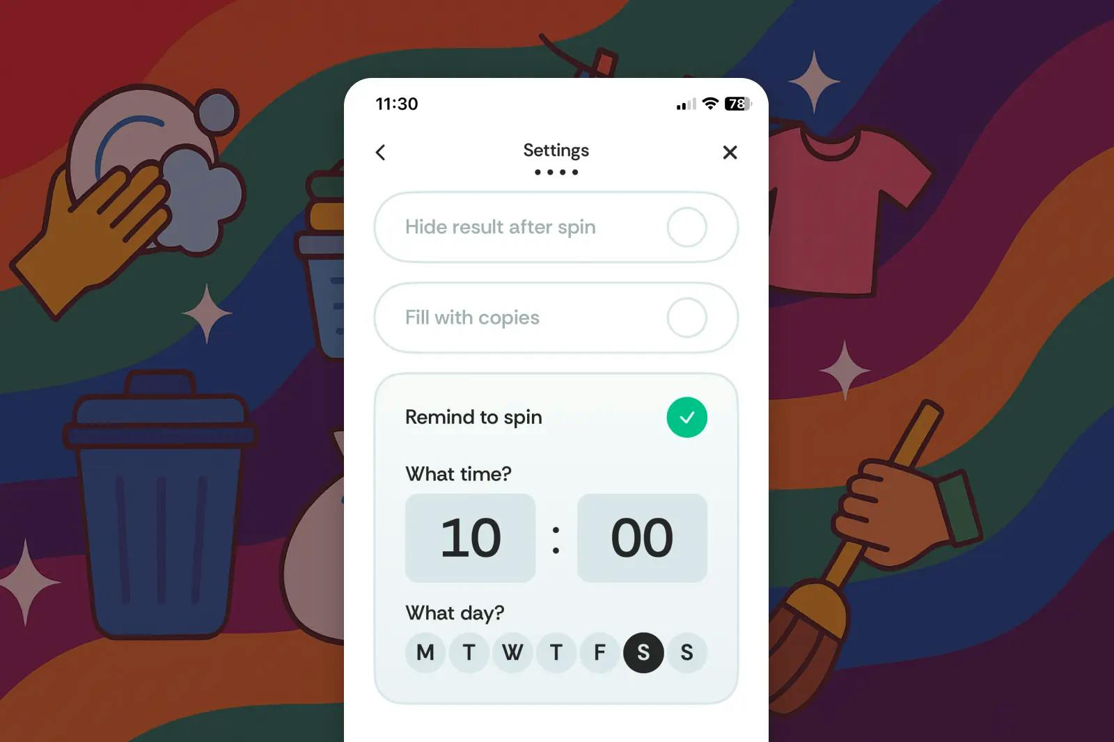 On Spinly users can add reminder to their wheel to so they will not forget about it.