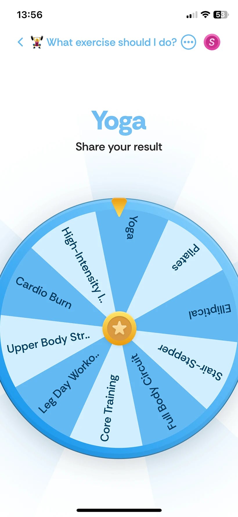 Digital wheel spinner that help you decide and answer the questions "Which workout should I do today". It helps you remove indecisive decision and help you move forward without being overthink.