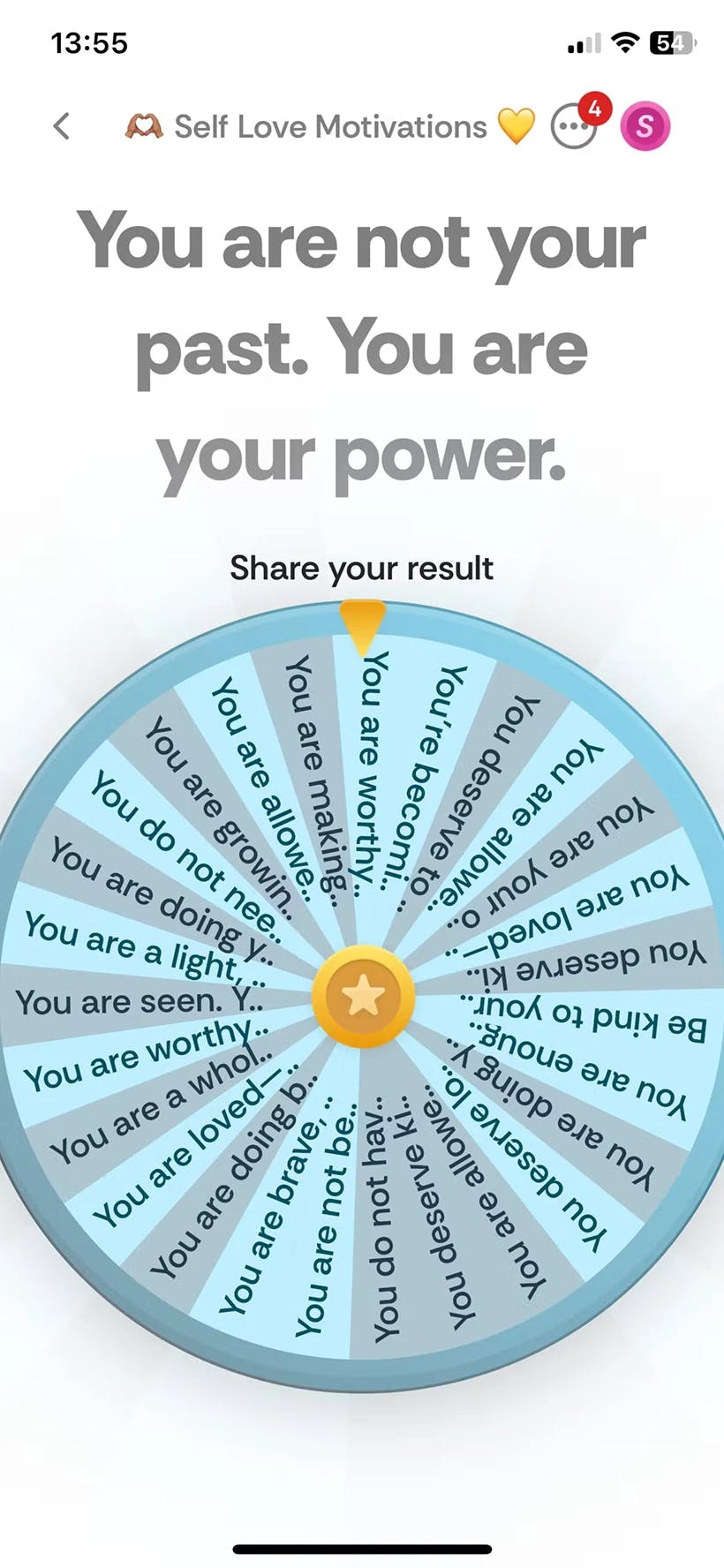 Get daily motivational quote by spinning the wheel.