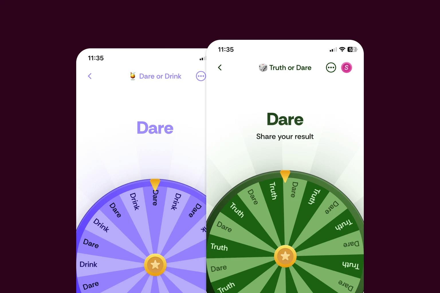 True or Dare party game using a wheel generator app called Spinly
