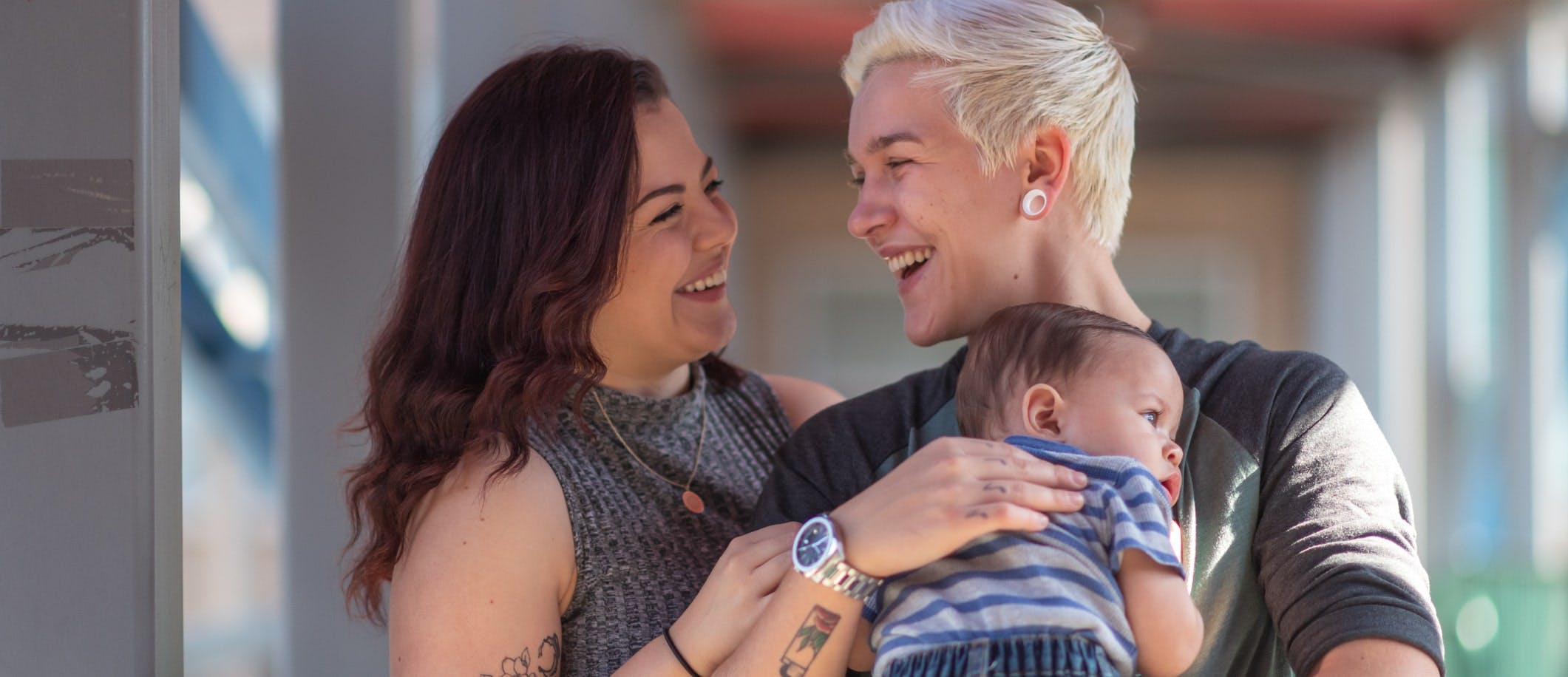 Transgender couple with baby