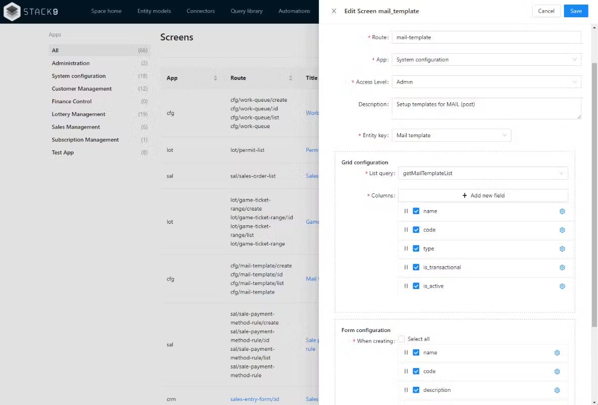 Stack9 Low-code data management capabilities