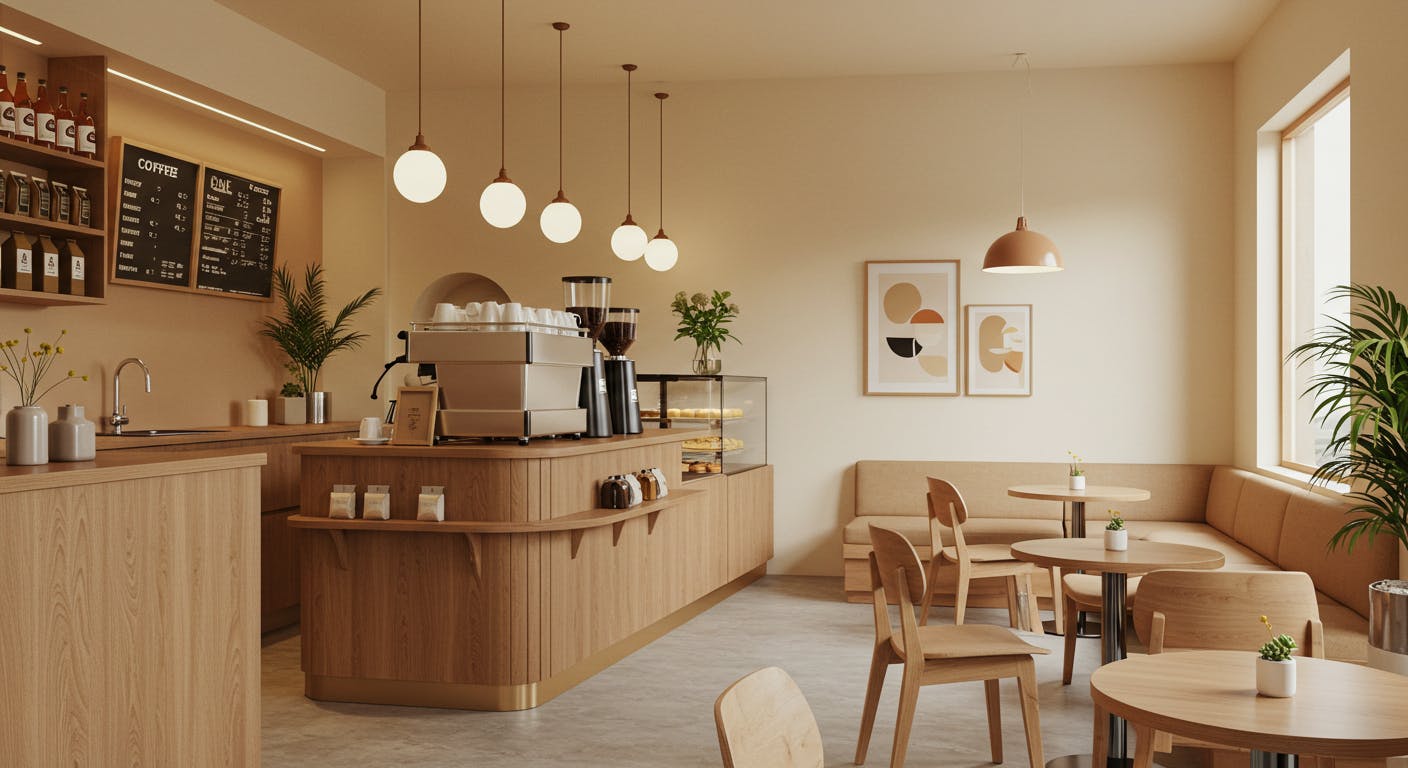 Interior design of a shop that strongly reflects brand identity through colour and layout.