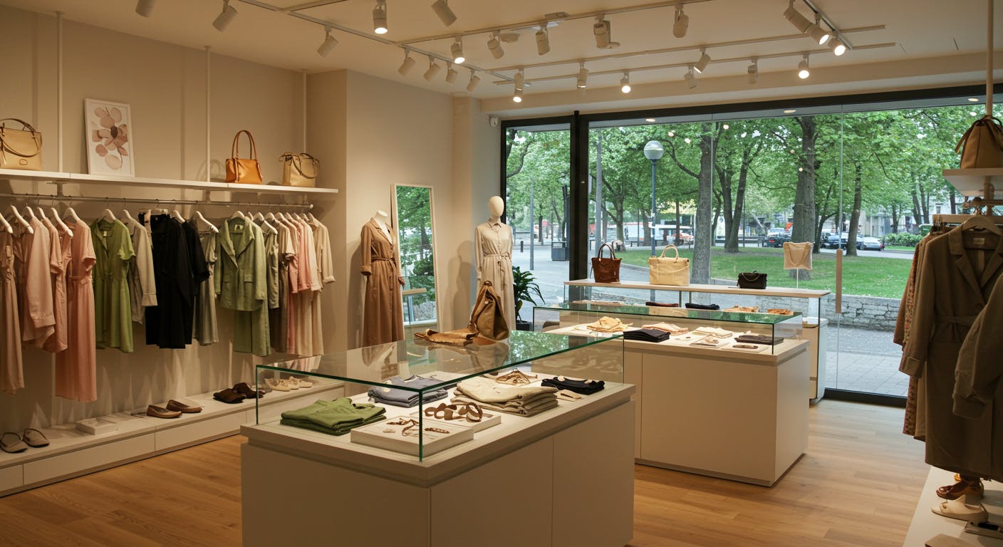 Boutique store with lighting that highlights products and enhances the shopping experience.