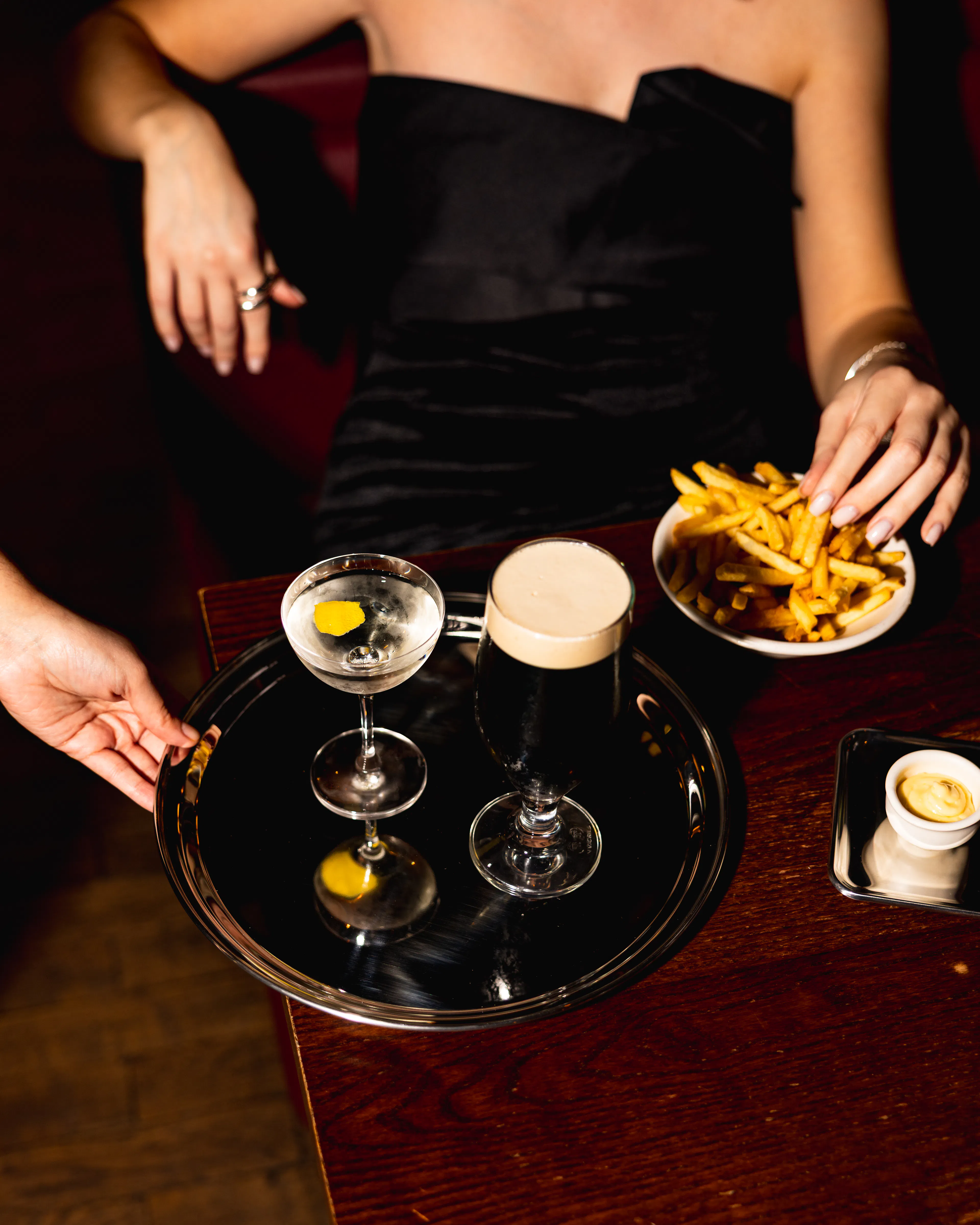 a house classic: Rich’s Happy Meal, a Guinness Schooner and an Infinity Martini