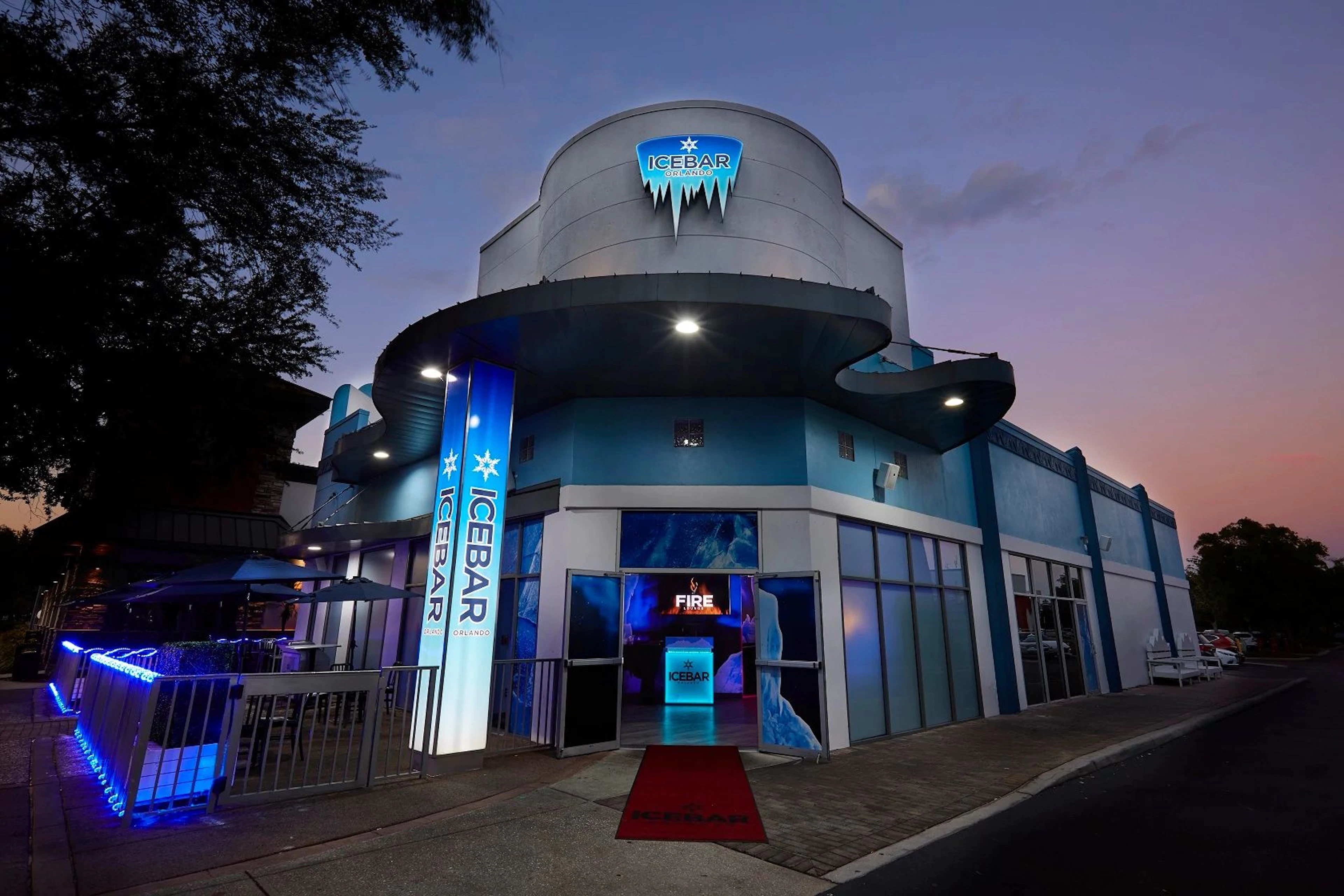 Photo of the exterior of ICEBAR in Orlando, Florida at night