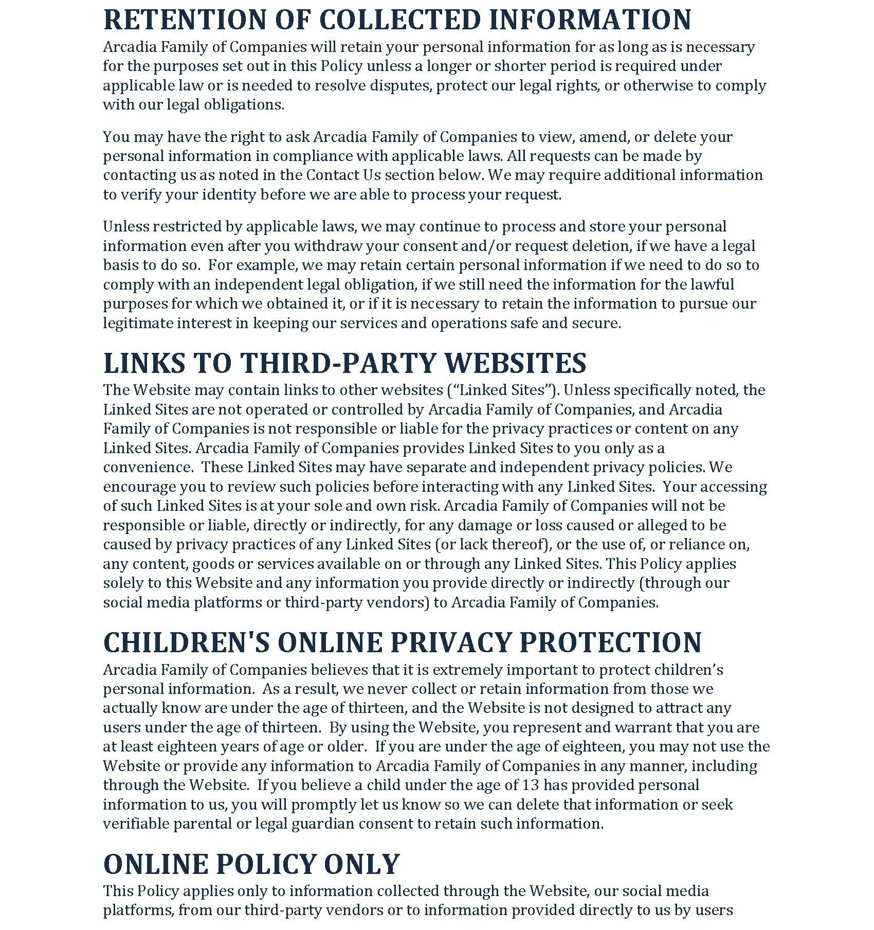 Website Privacy Policy