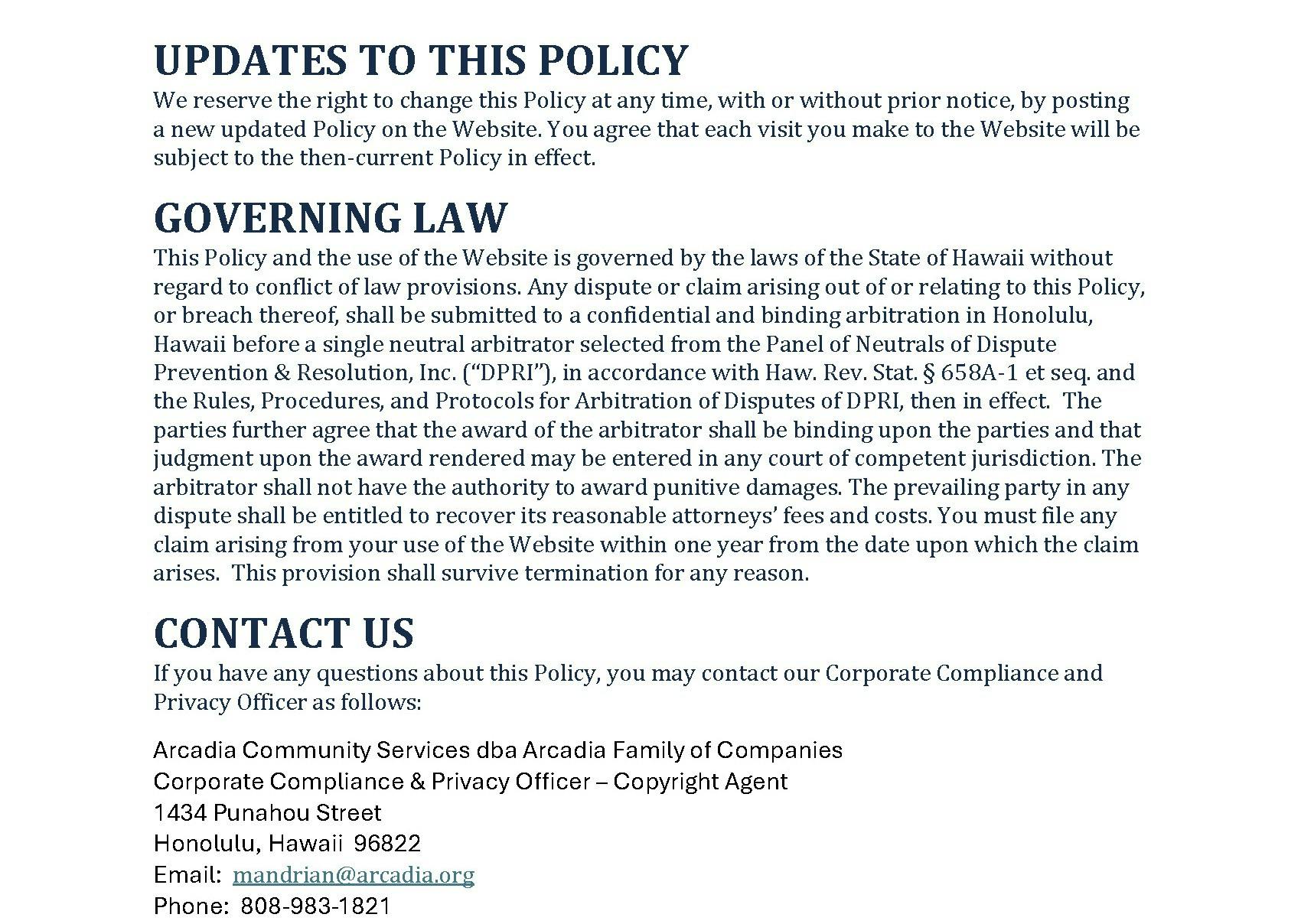 Website Privacy Policy