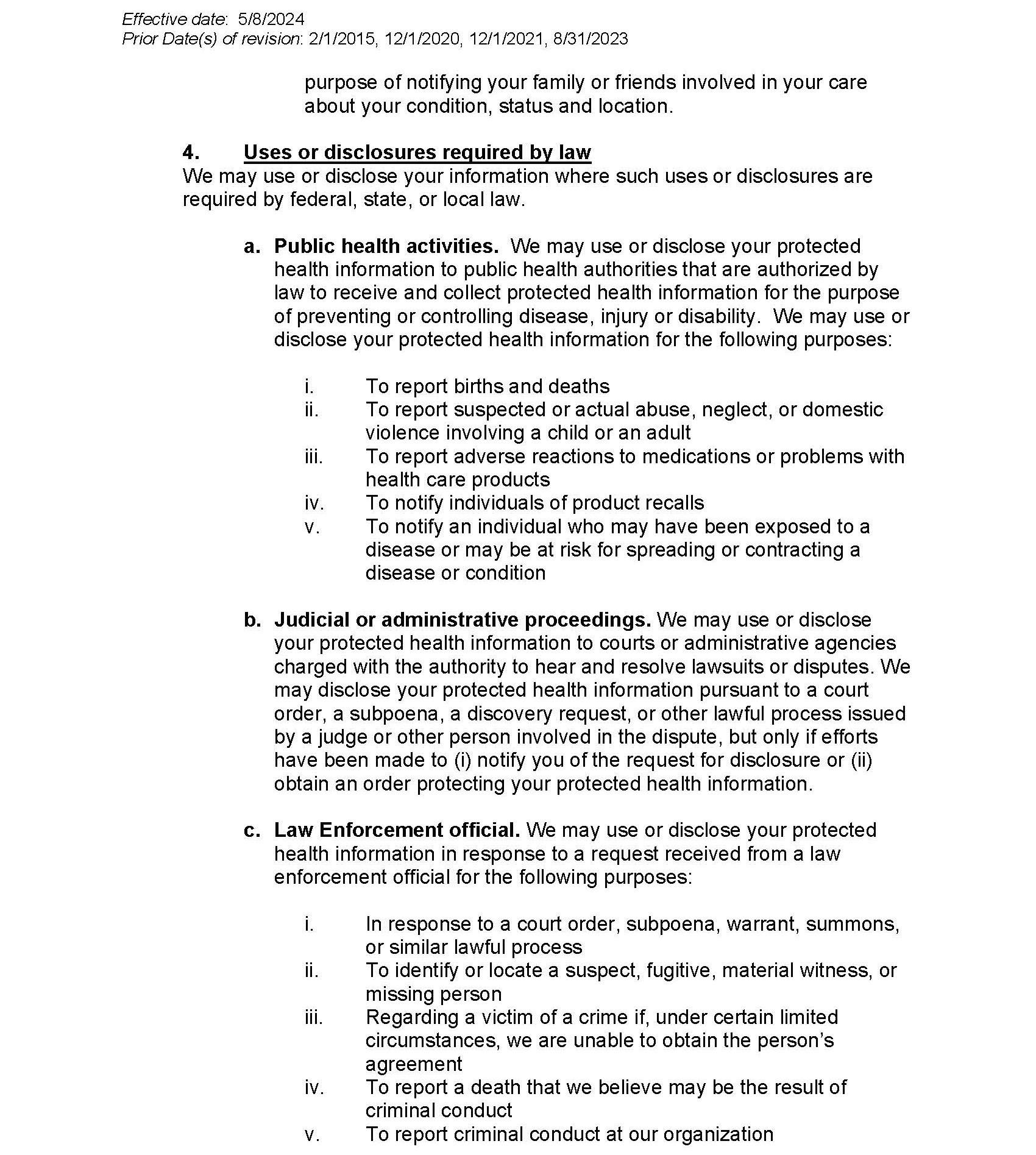 Notice of Privacy Information Practices