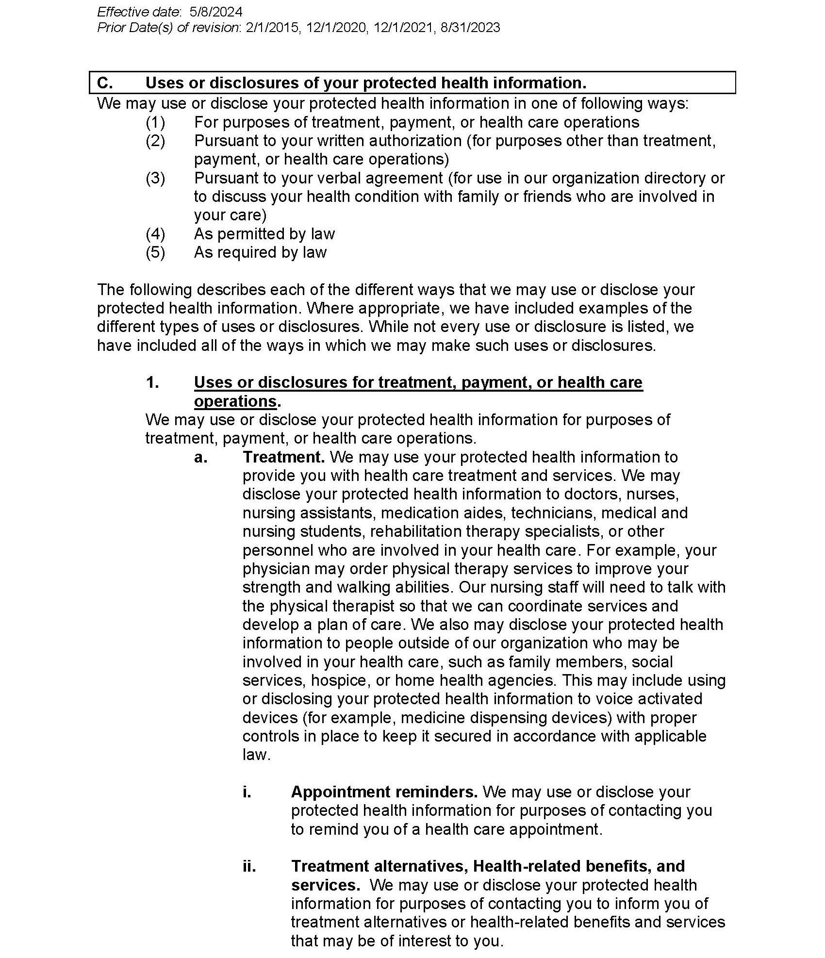 Notice of Privacy Information Practices