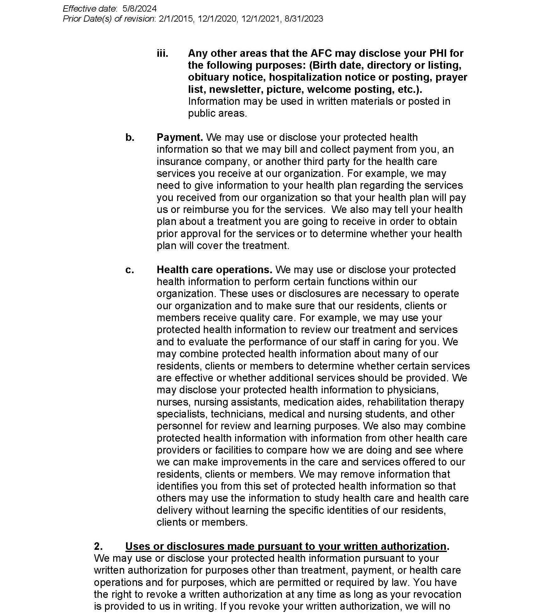 Notice of Privacy Information Practices