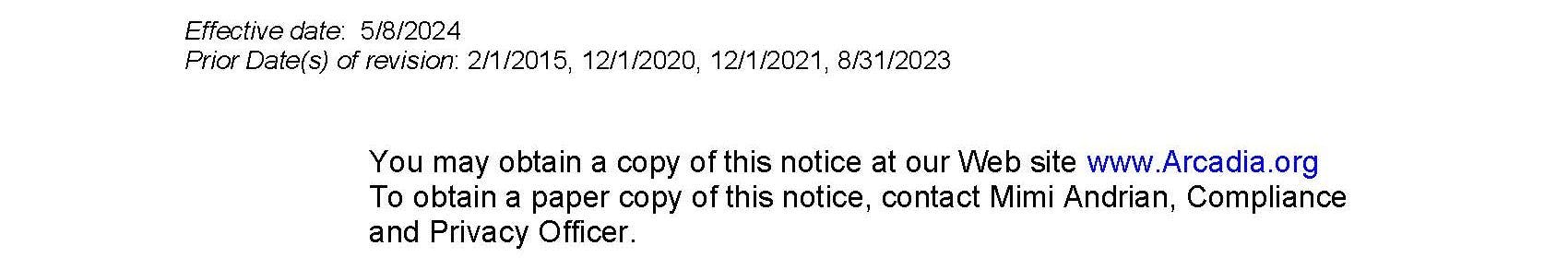 Notice of Privacy Information Practices
