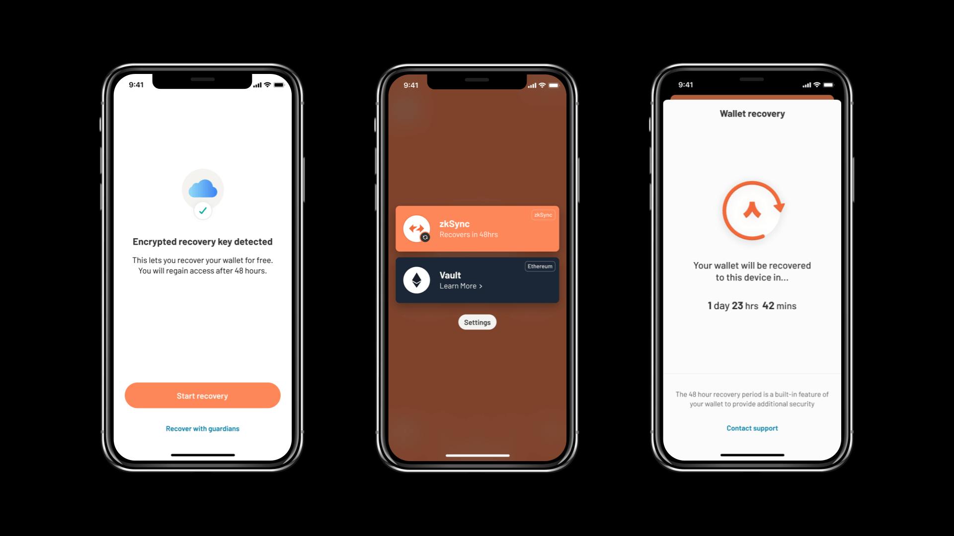 Argent in-app off-chain recovery process