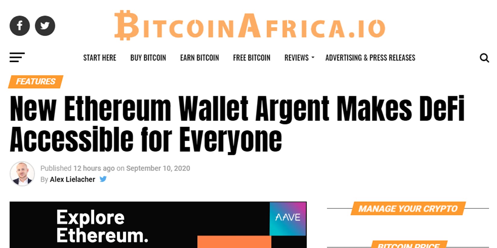 BitcoinAfrica: New Ethereum Wallet Argent Makes DeFi Accessible for Everyone