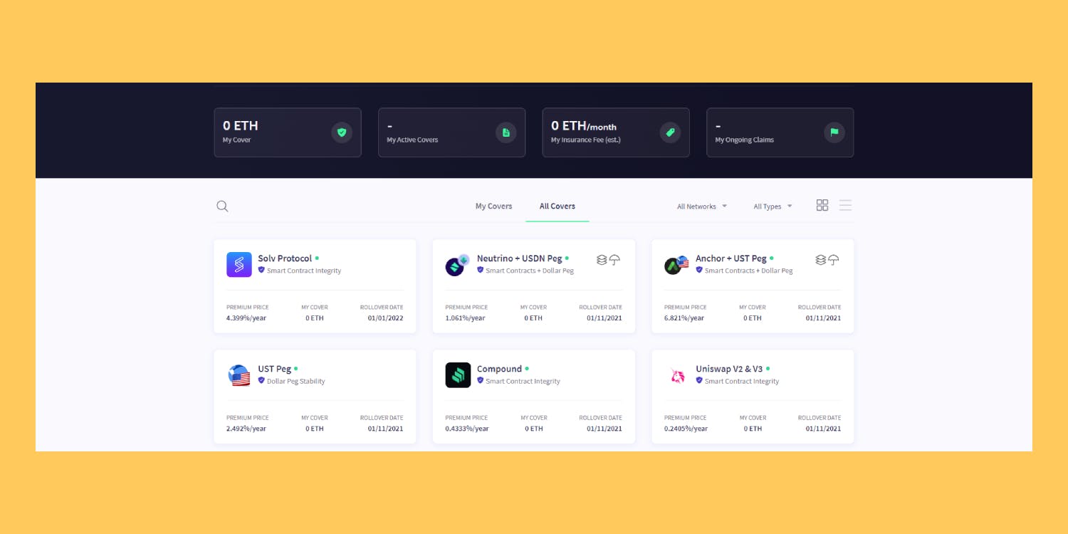 Unslashed Finance dashboard