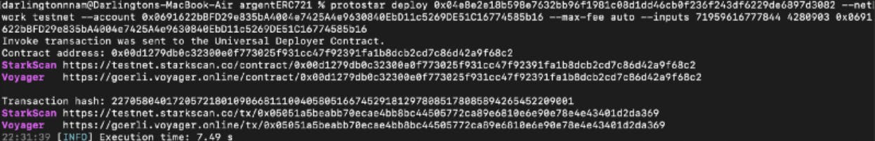Deploying your ERC721 Starknet contract