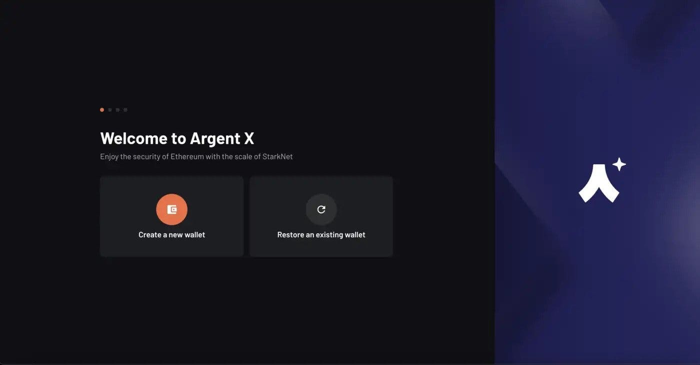 First stage of the Argent X onboarding
