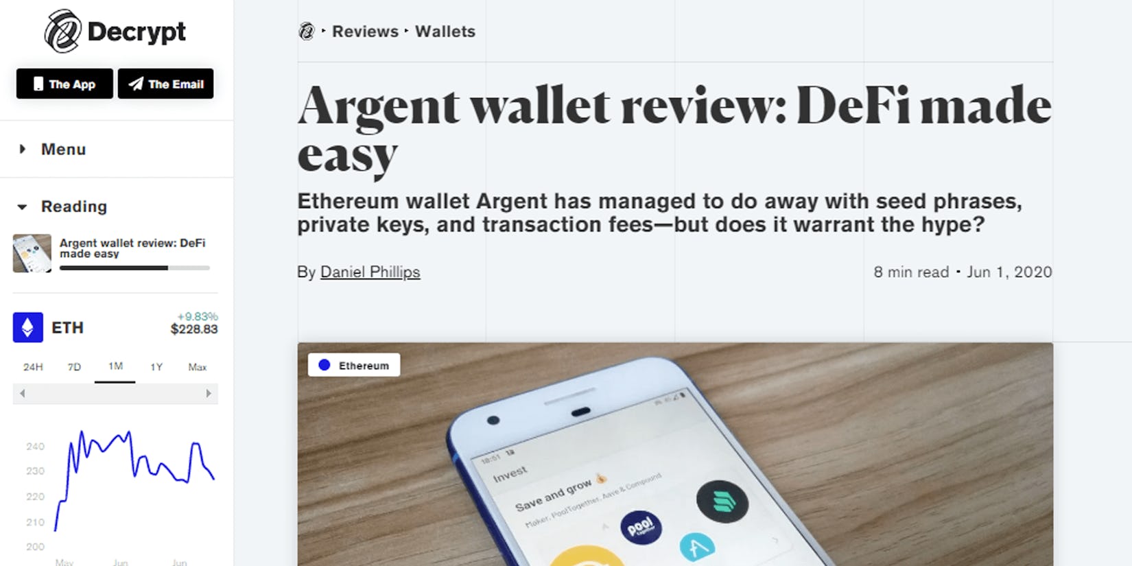 Decrypt on how the Argent wallet is DeFi made easy