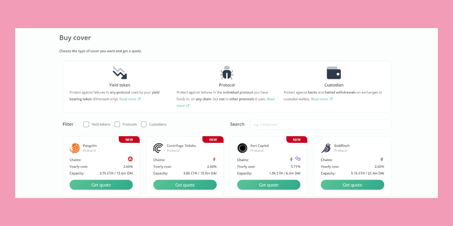 Nexus Mutual dashboard 