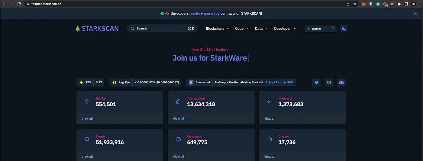 Starkscan homepage