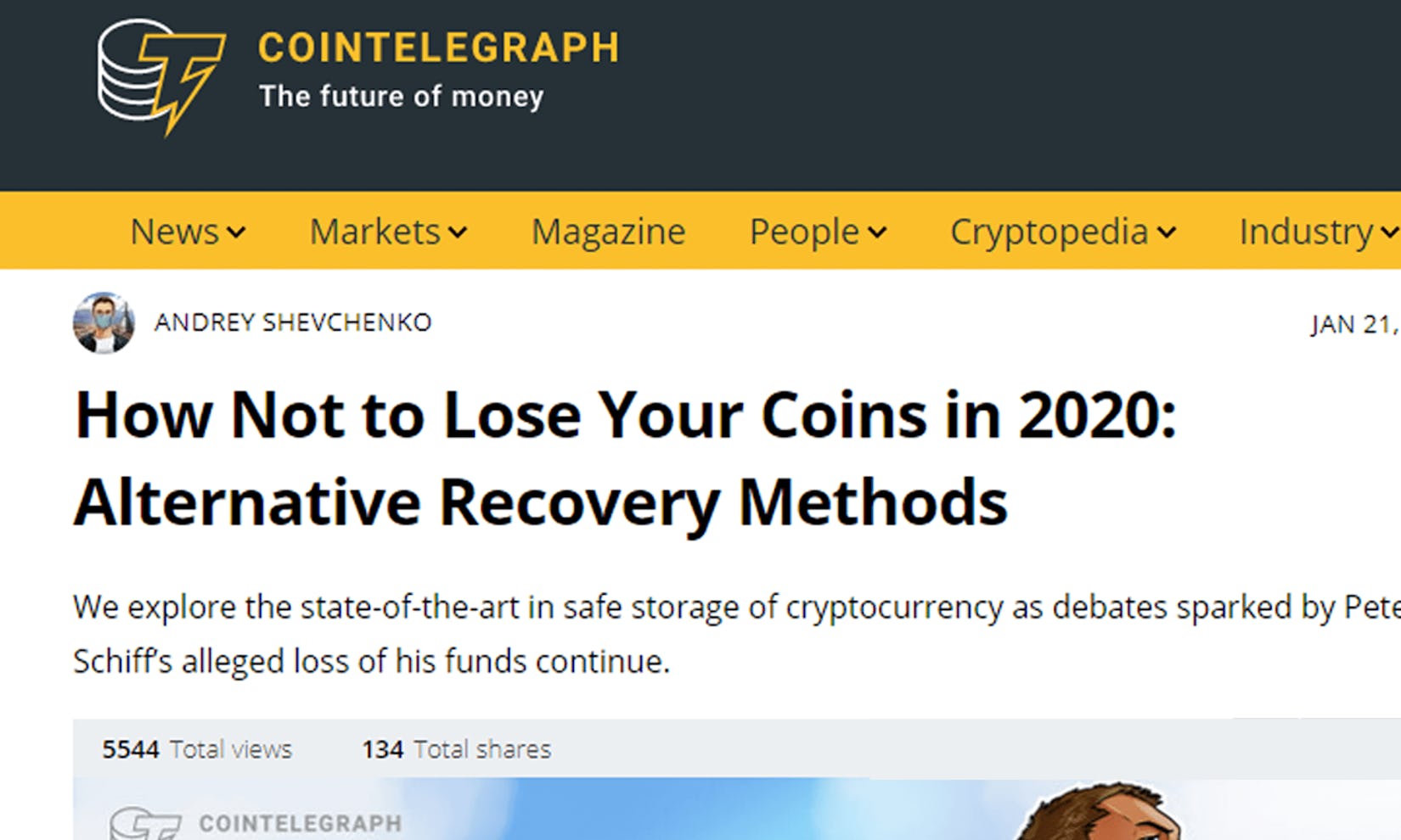 Cointelegraph on the Guardian recovery system in Argent