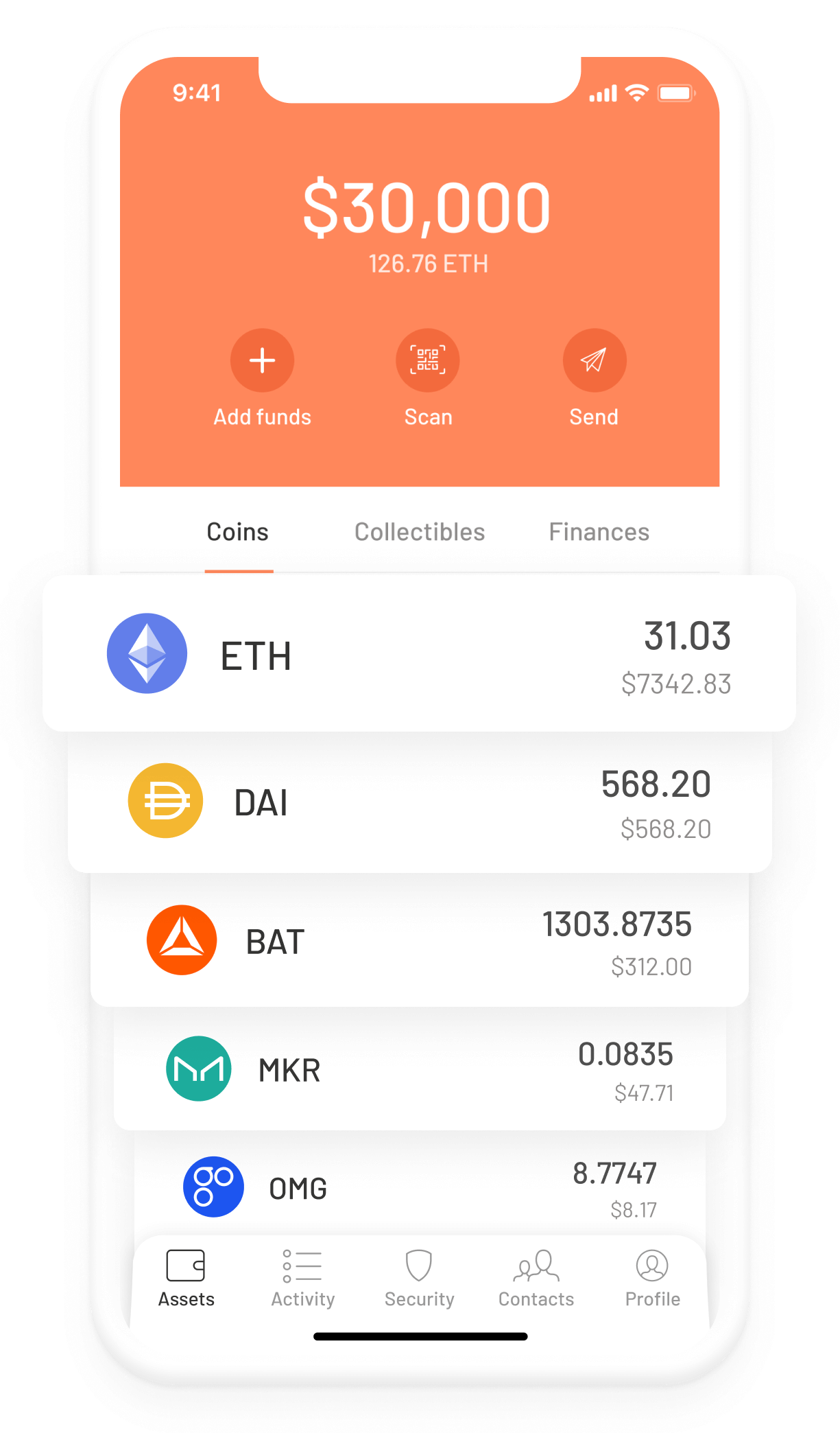Argent Ethereum DeFi wallet – Assets and tokens screen