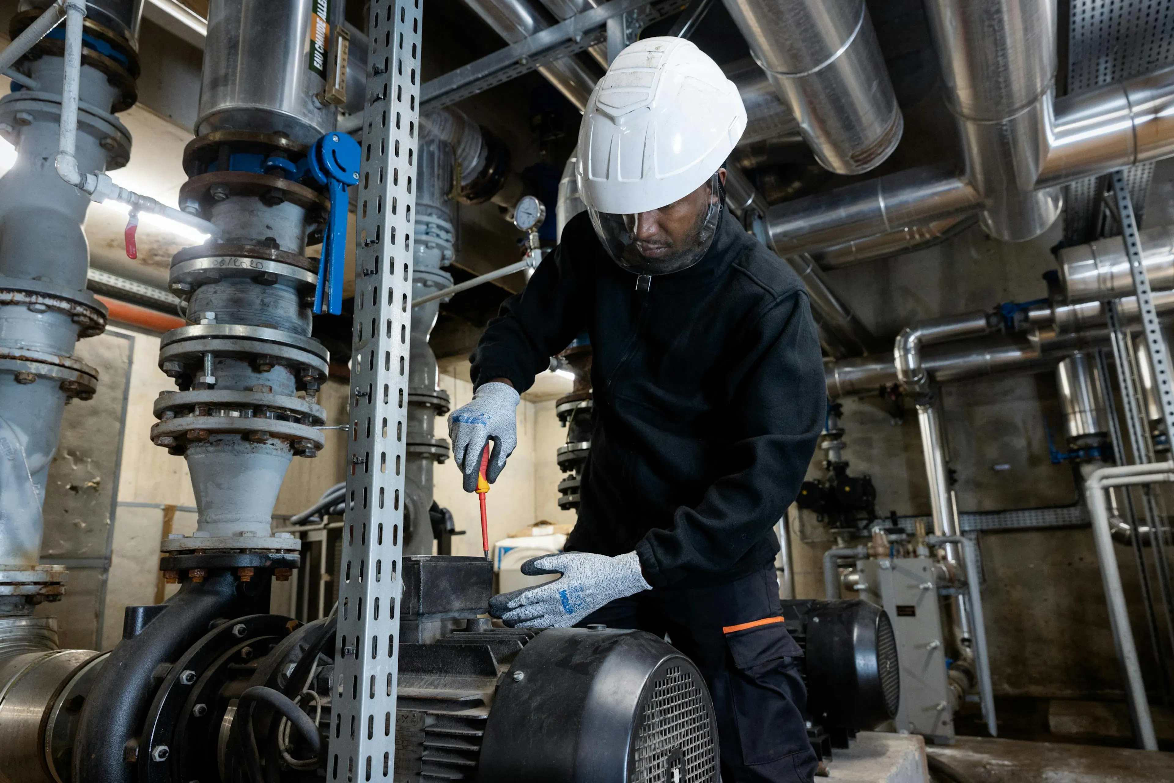 A maintenance agent carrying out work